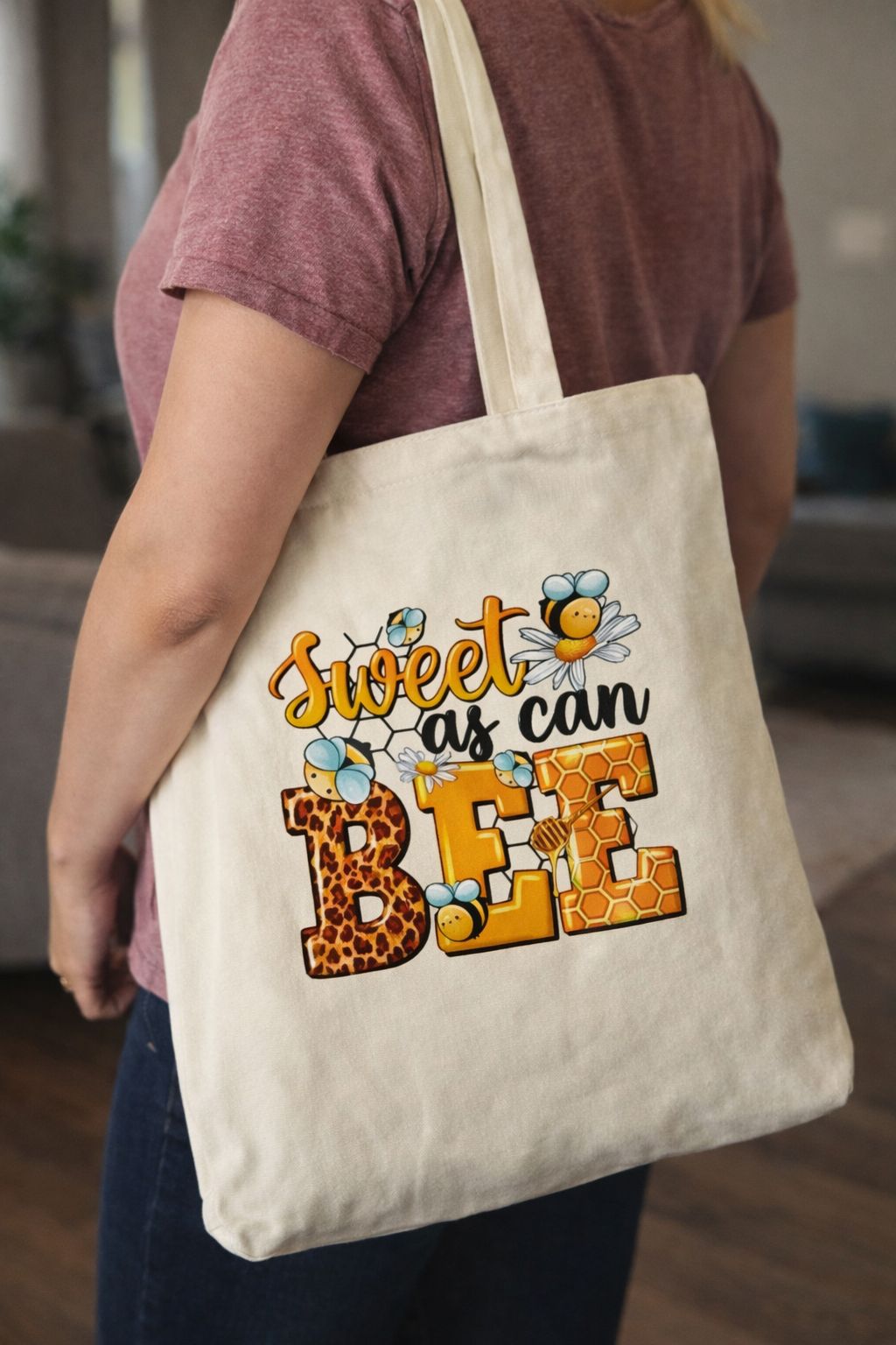 "Sweet as Can Bee" Sublimation Tote Bag