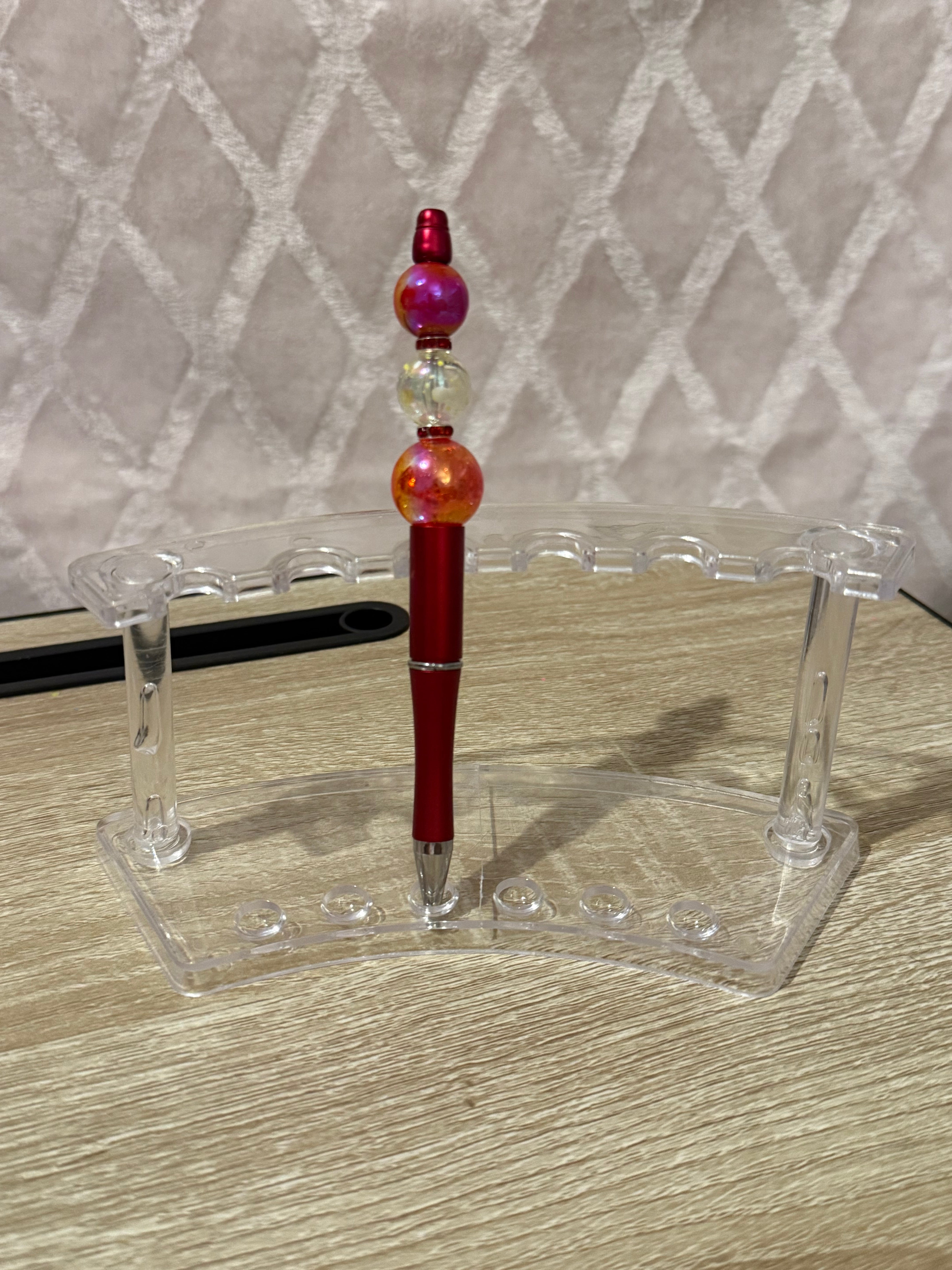 Red “Trio Bead” Beaded Pen