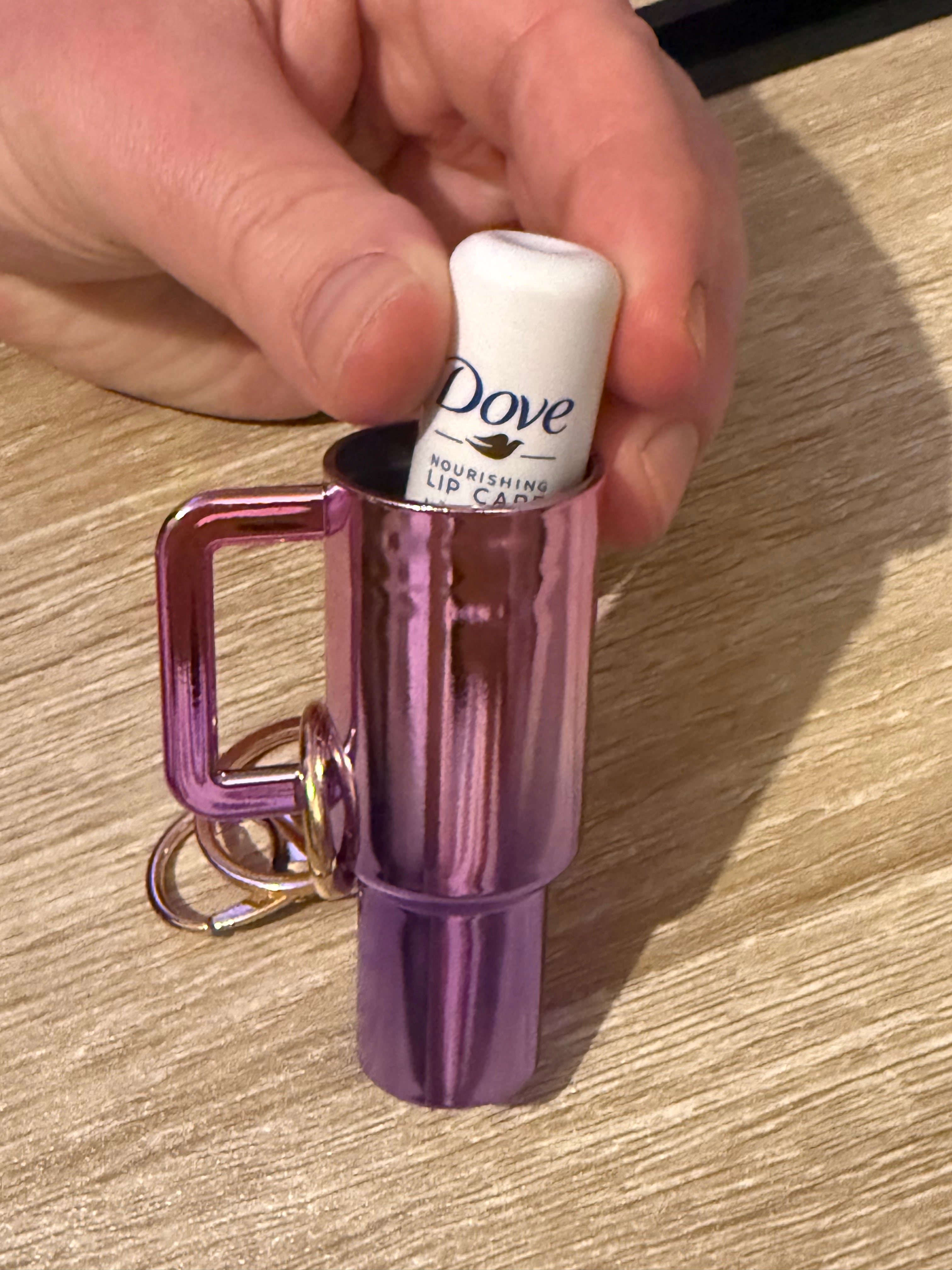 Metallic Stanley Keyring Lip Balm Holder - Unwrapped