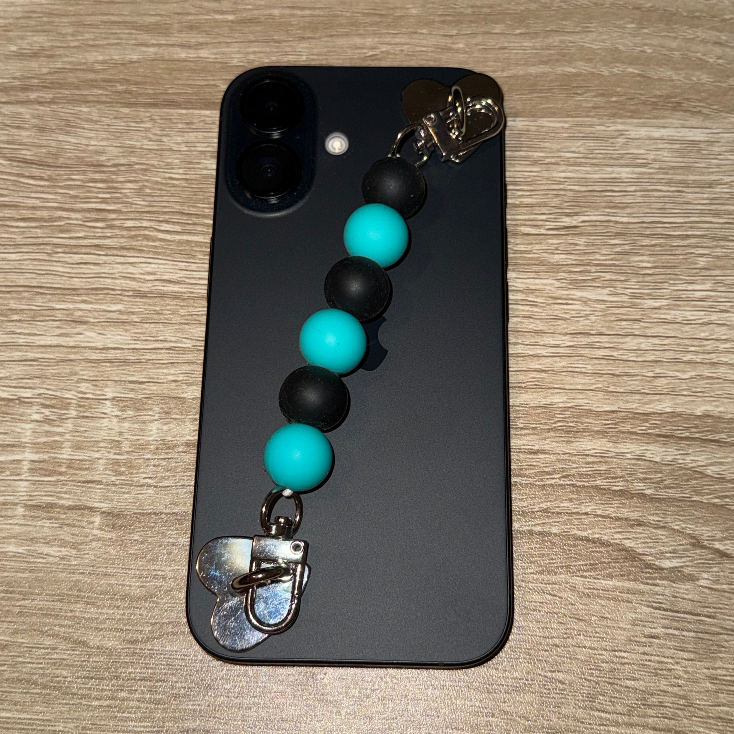 Blue & Black Beaded Inter-Changeable Phone Strap