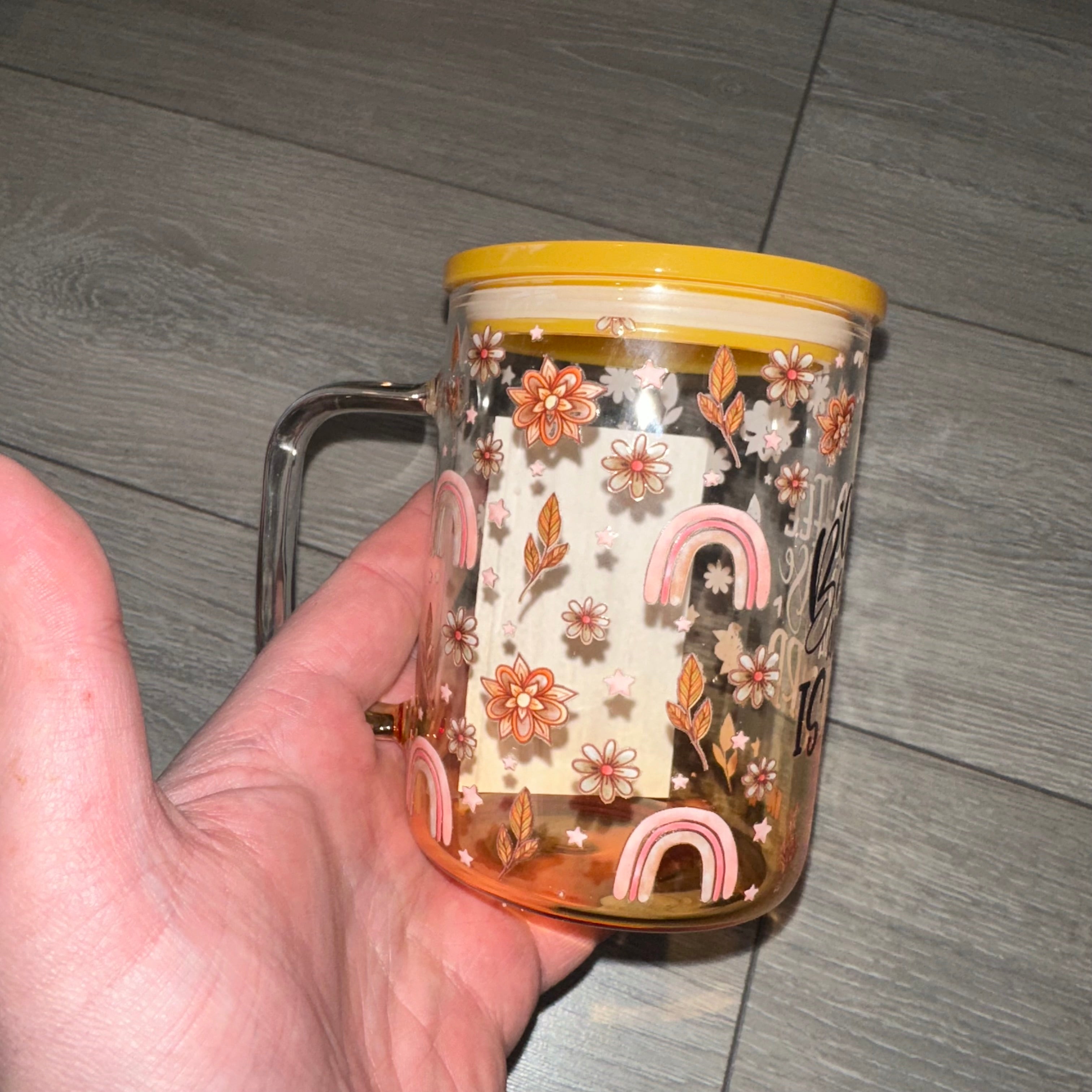 17oz “Coffee Because Adulting Is Hard” Orange Ombré Glass Mug