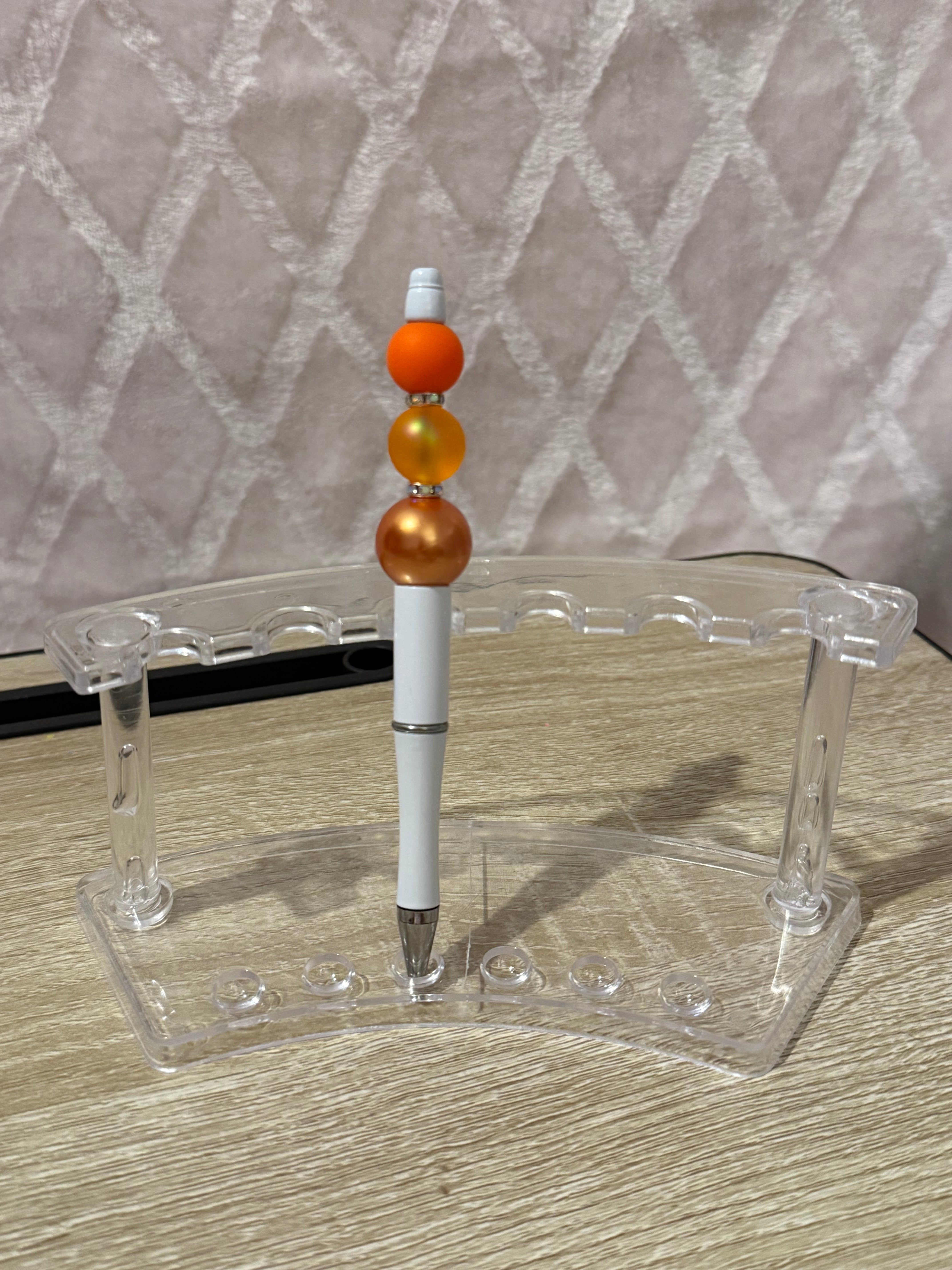 Orange “Trio Bead” Beaded Pen