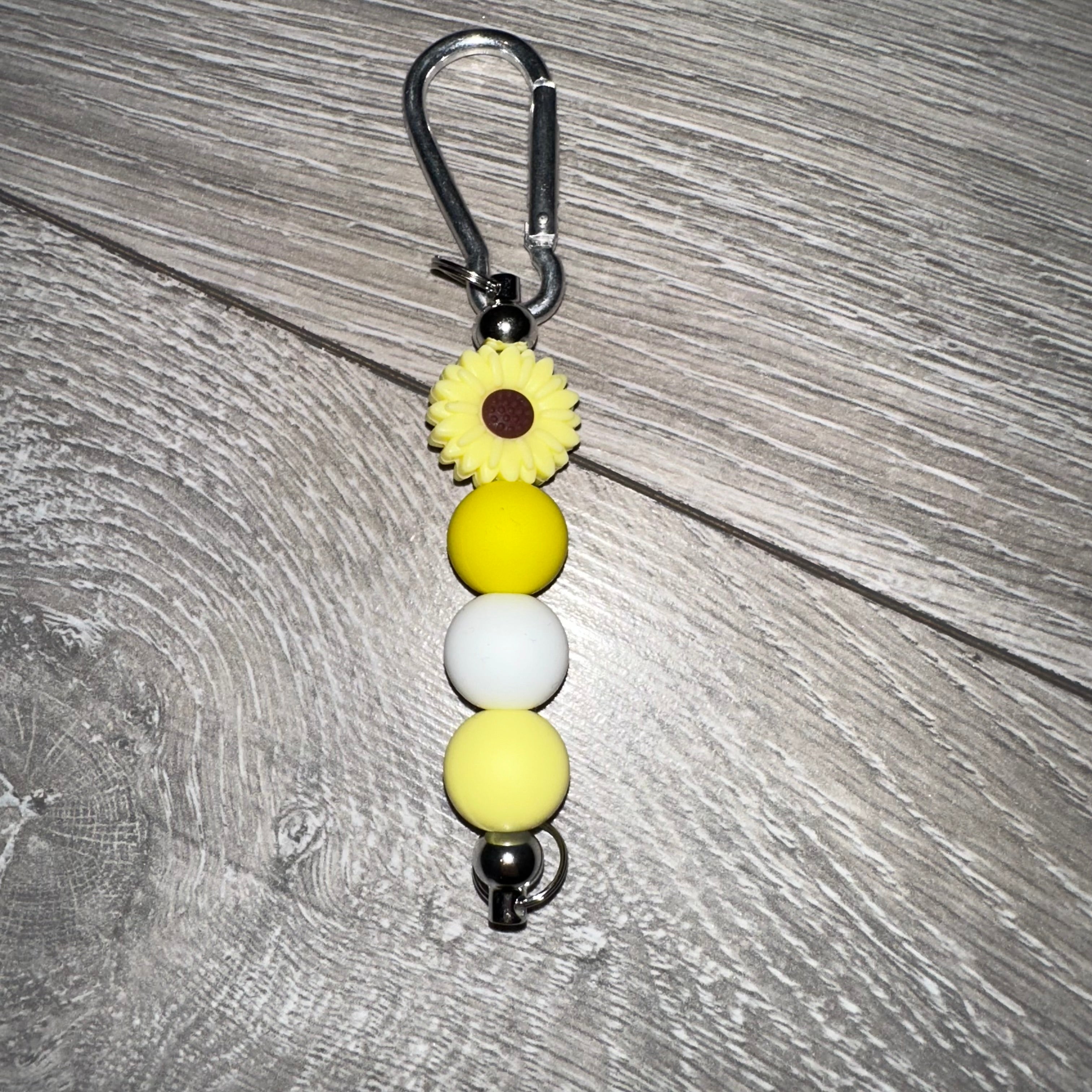 Yellow Daisy Beaded Keyring
