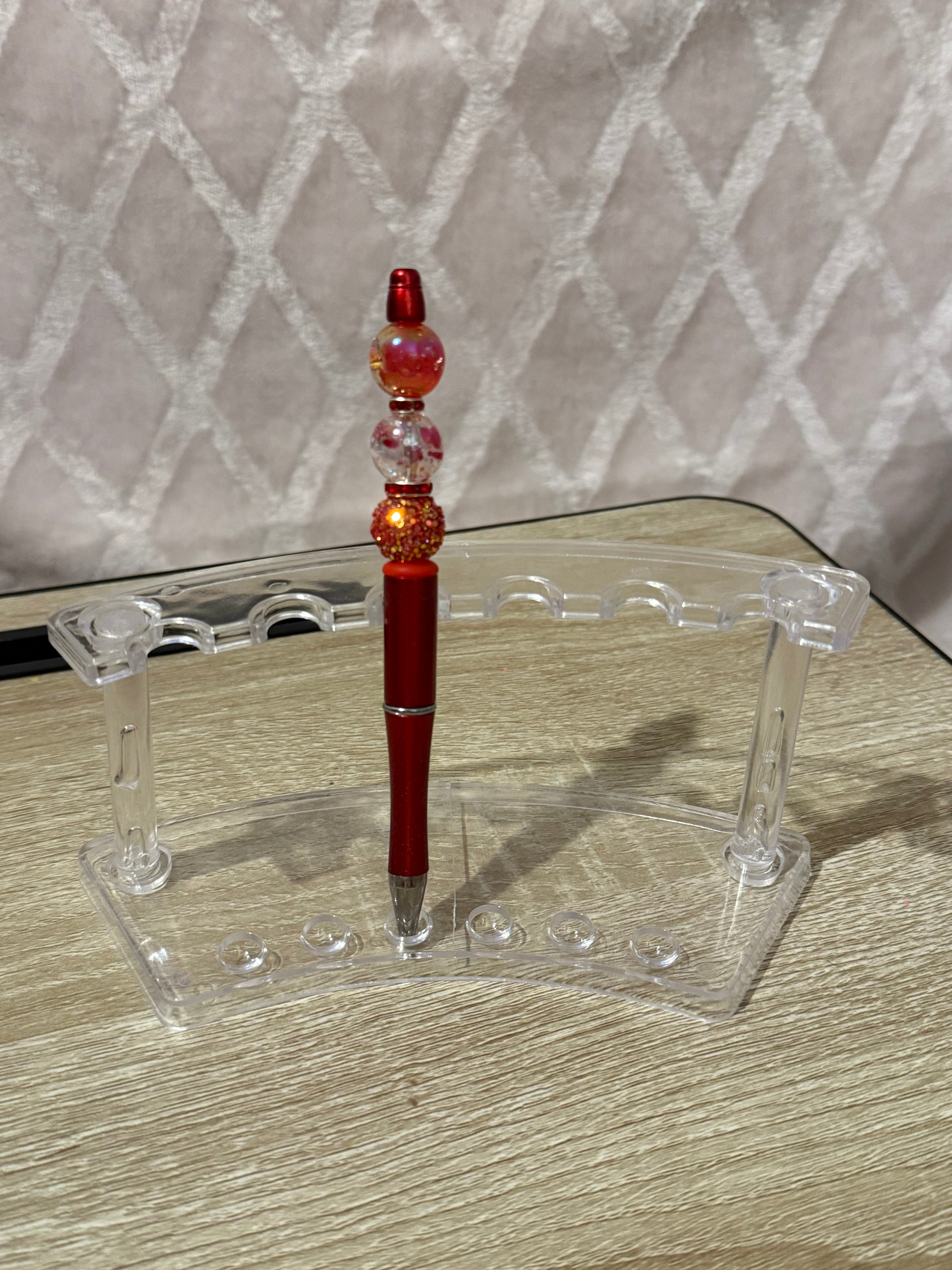 Red “Trio Bead” Beaded Pen