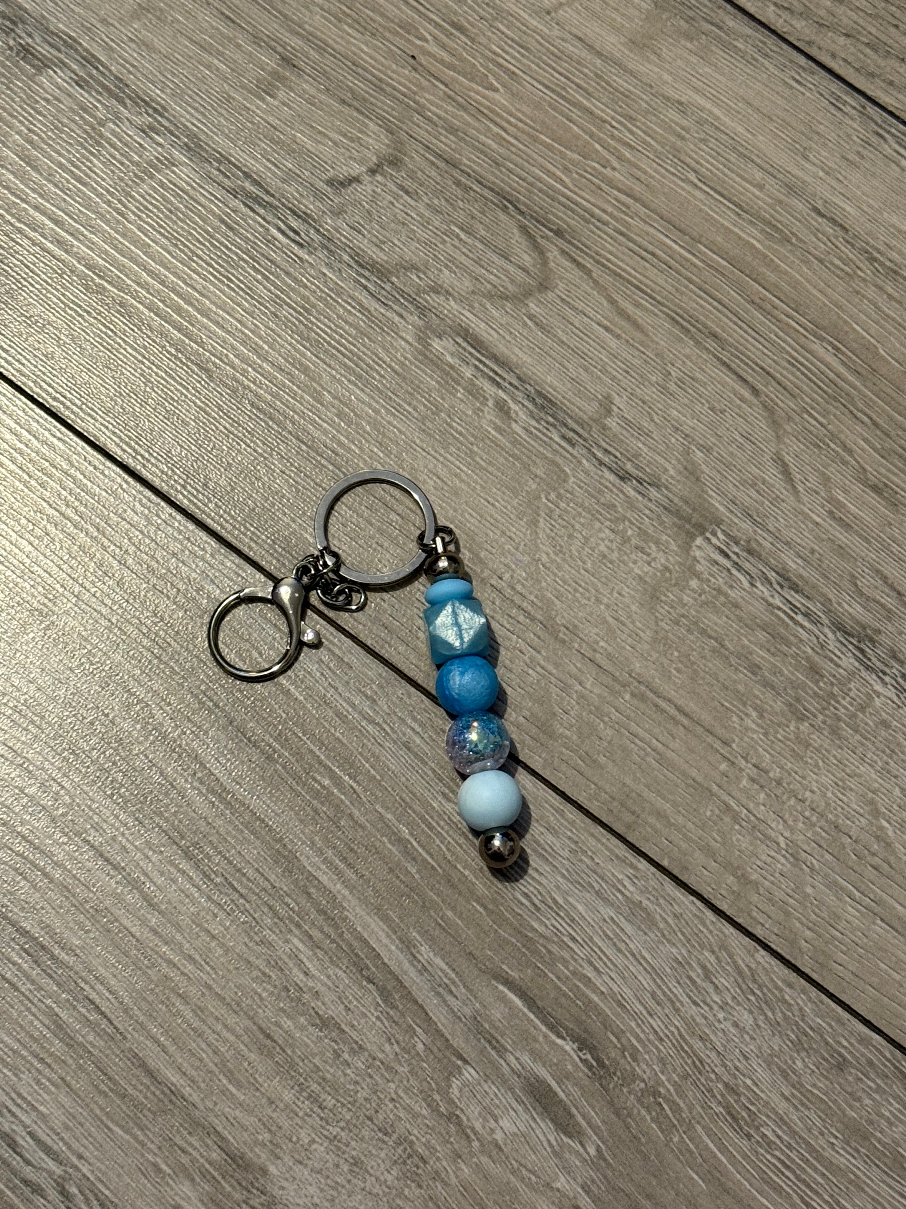Blue Beaded Keyring