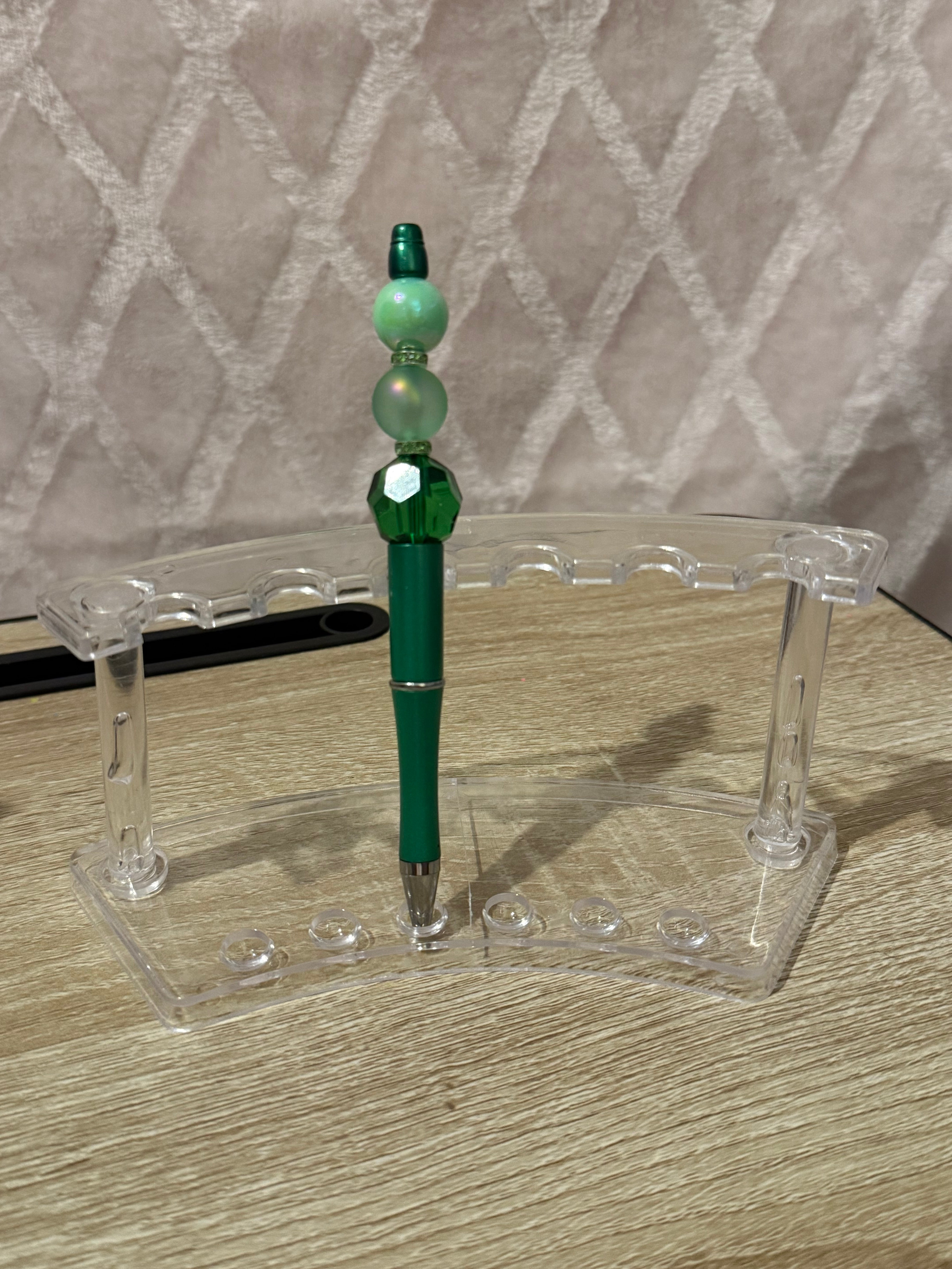Green “Trio Bead” Beaded Pen