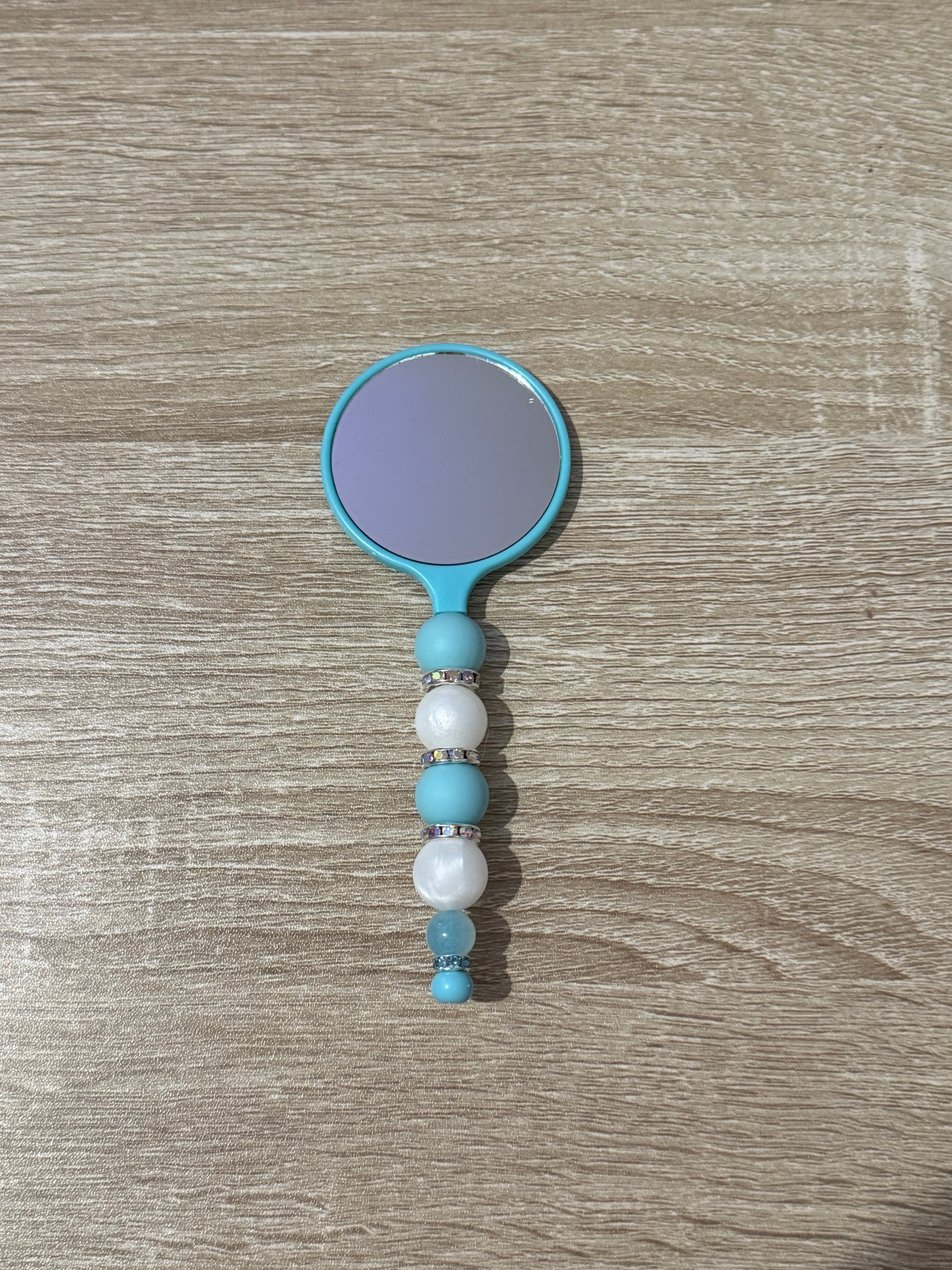 Blue “Beaded” Hand Held Small Mirror