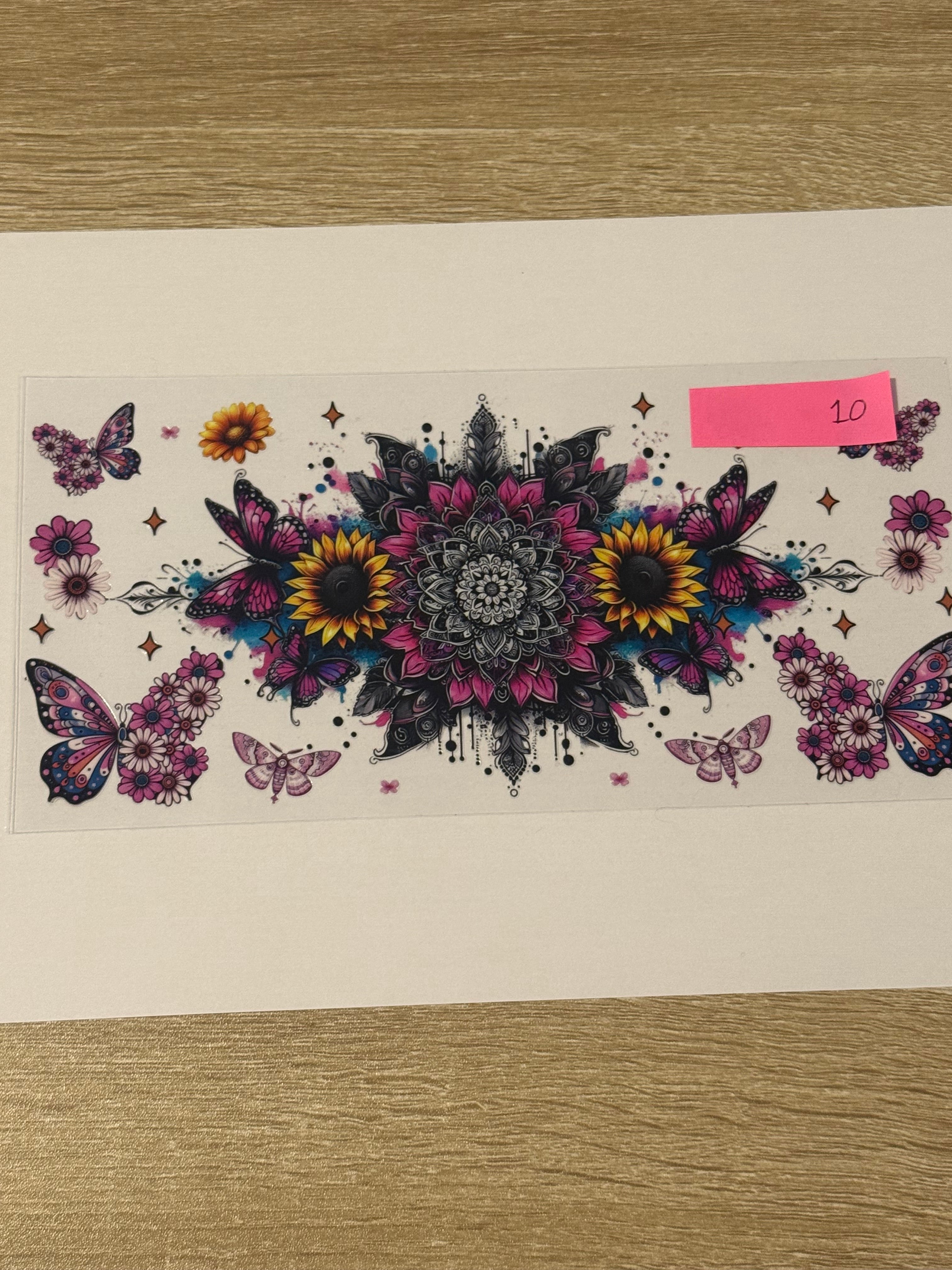 10 - “Butterfly & Sunflower” 16oz Libbey Cup Wrap