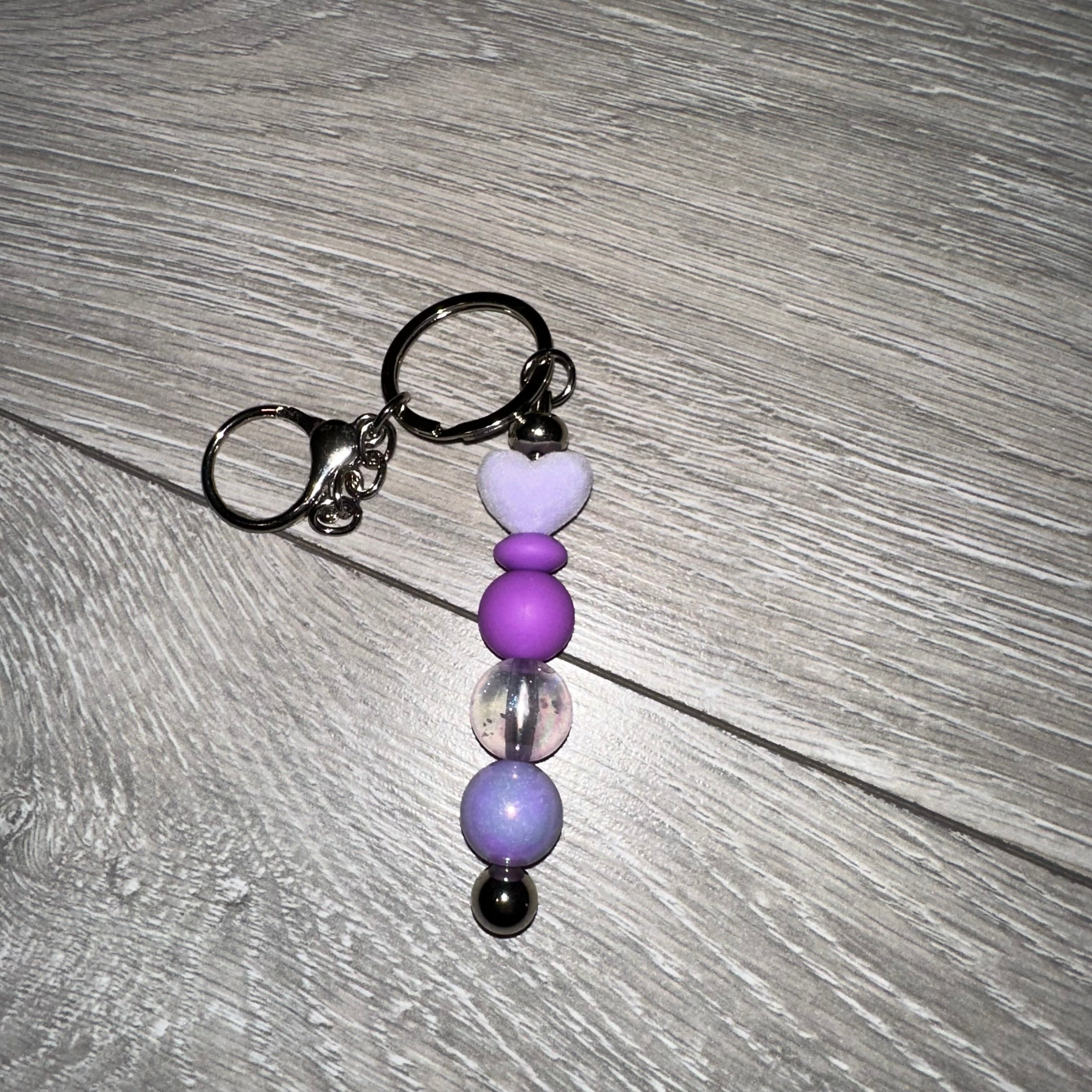 “Purple Heart” Beaded Keyring
