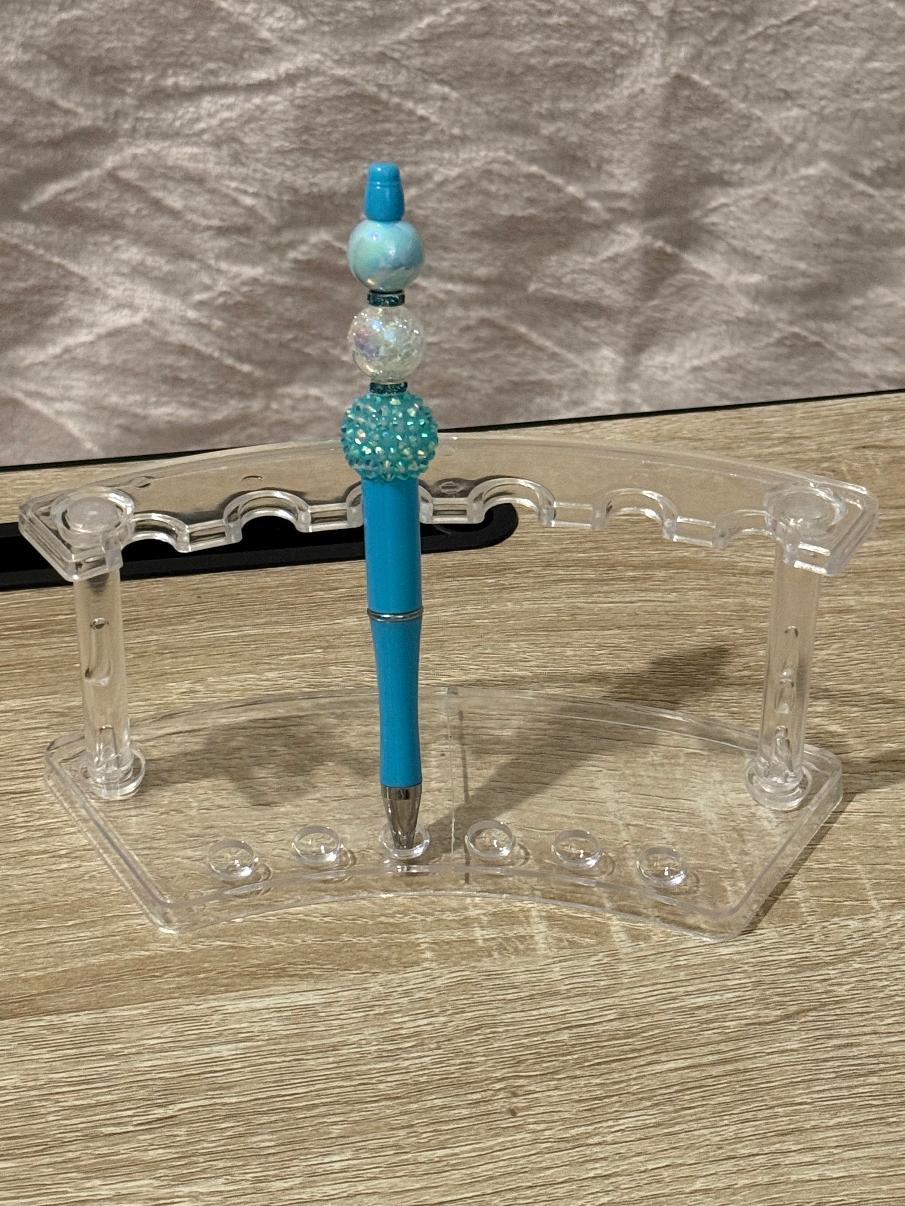 Light Blue “Trio Bead” Beaded Pen