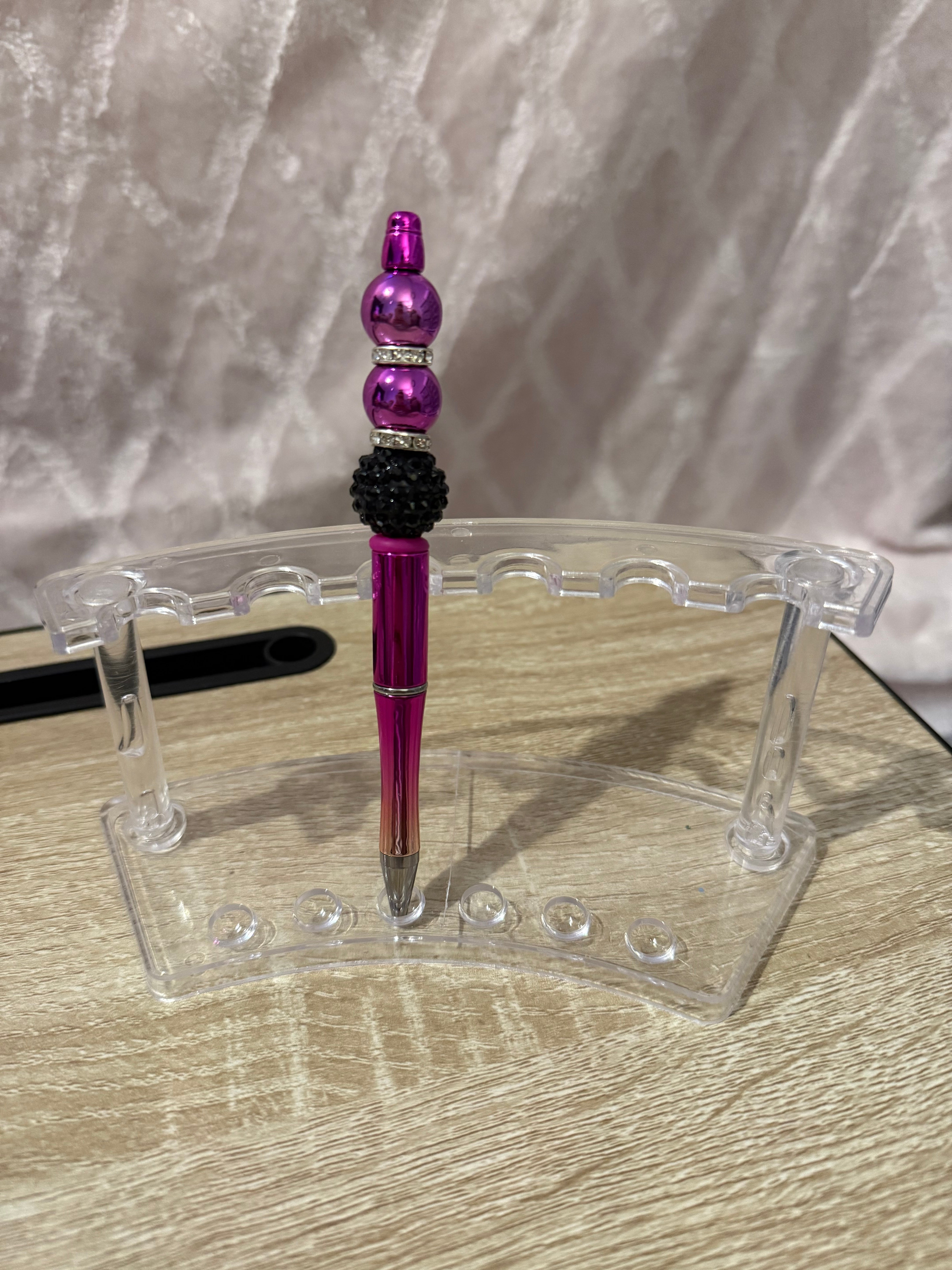 Metallic Pink “Trio Bead” Beaded Pen