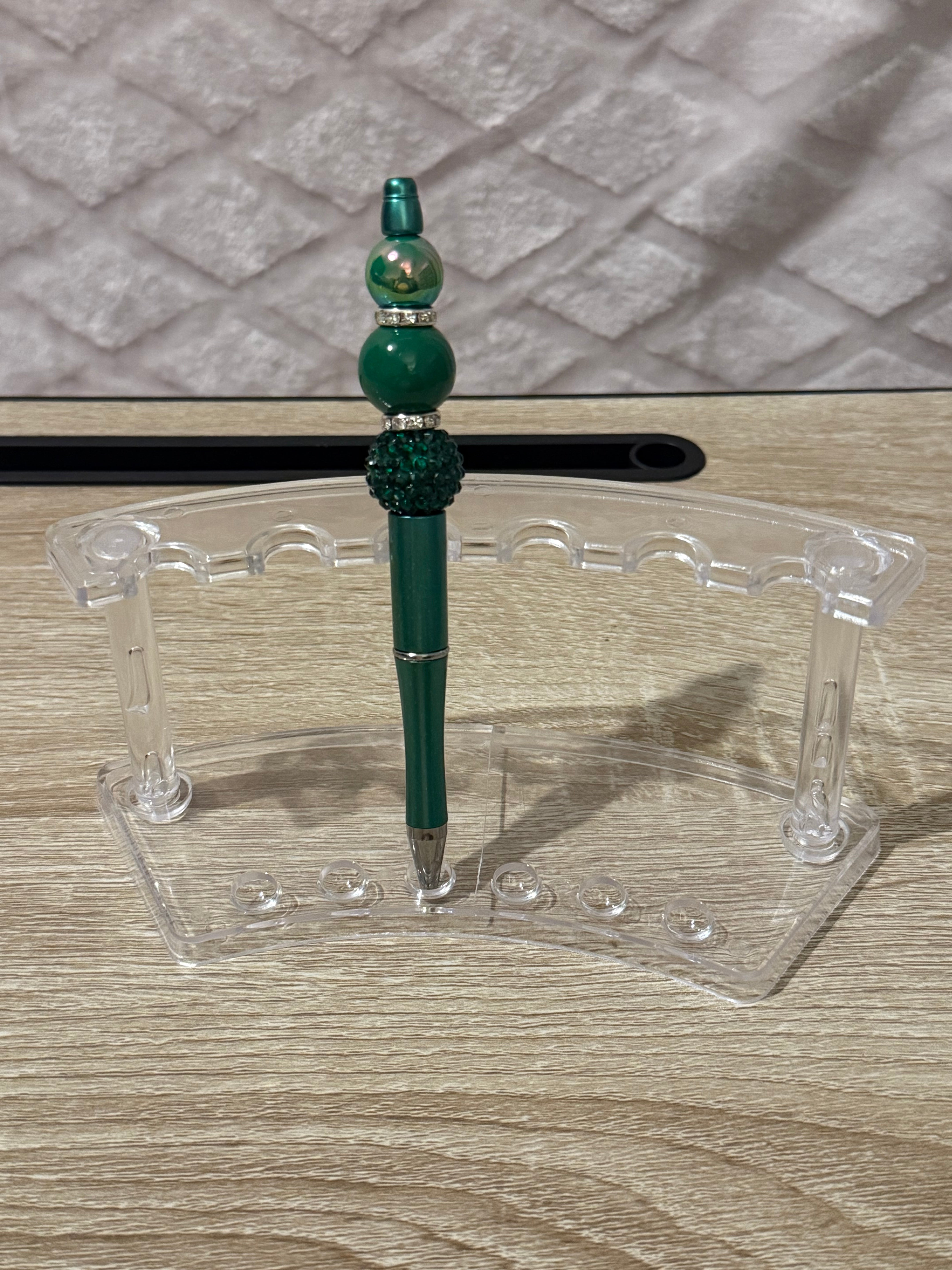 Dark Green “Trio Bead” Beaded Pen