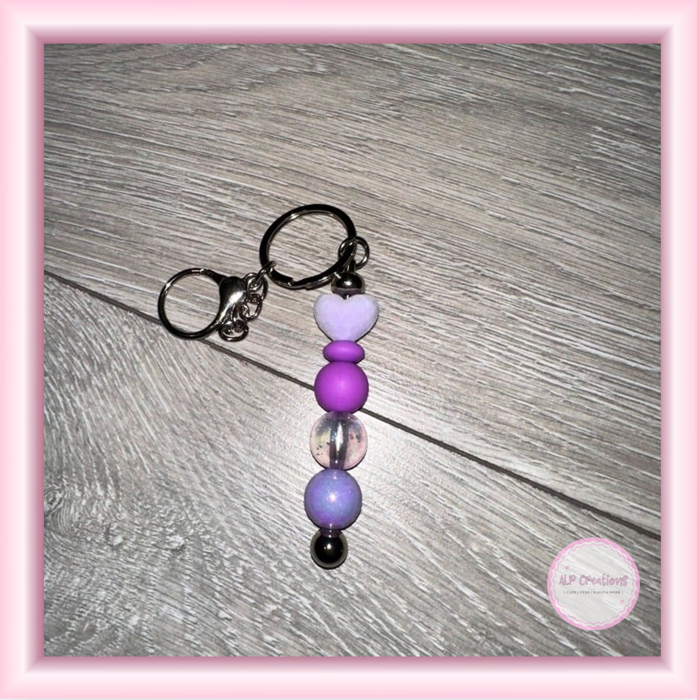 “Purple Heart” Beaded Keyring