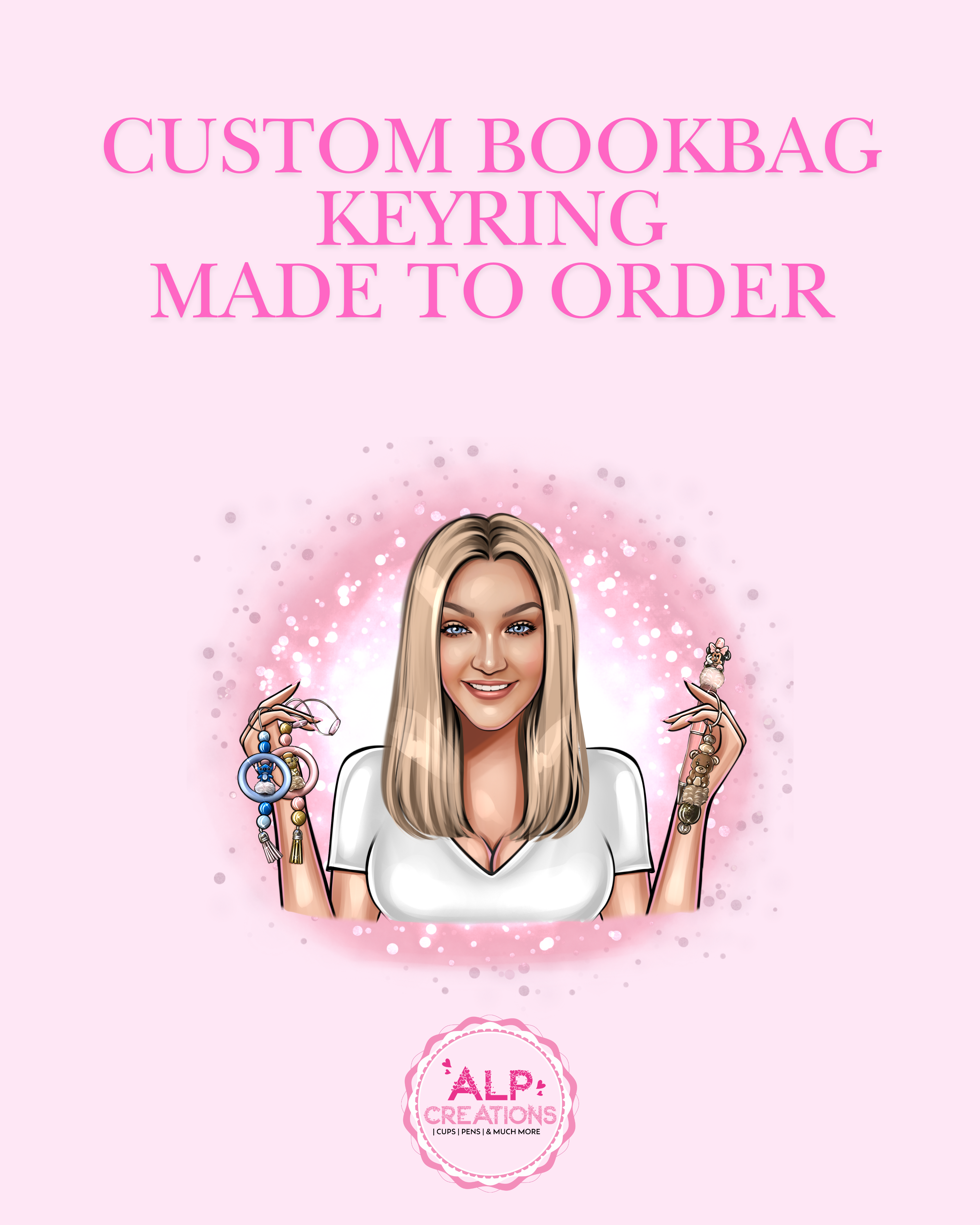 Custom Beaded Bookbag Keyring – Made to Order