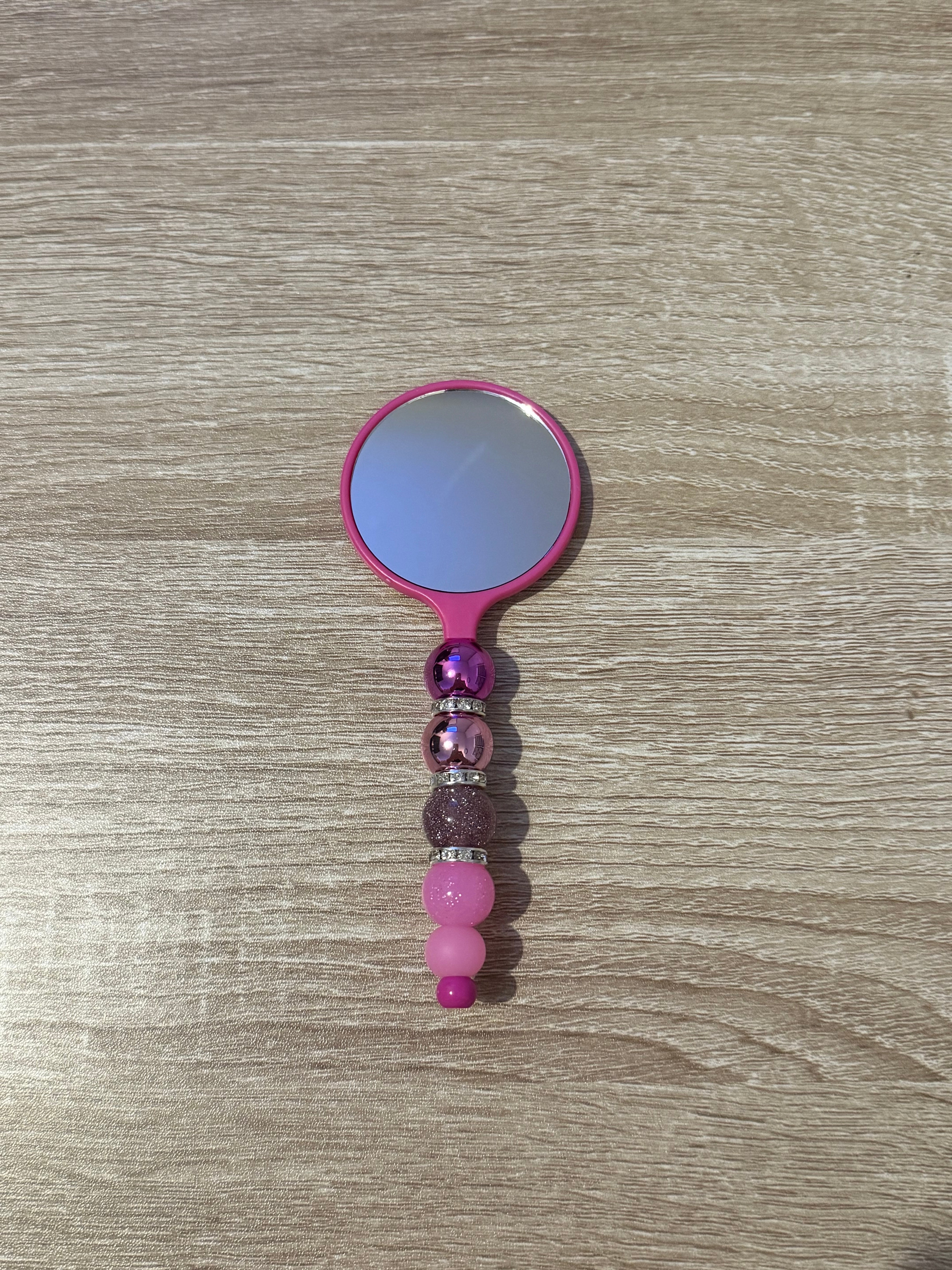 Pink “Beaded” Hand Held Small Mirror