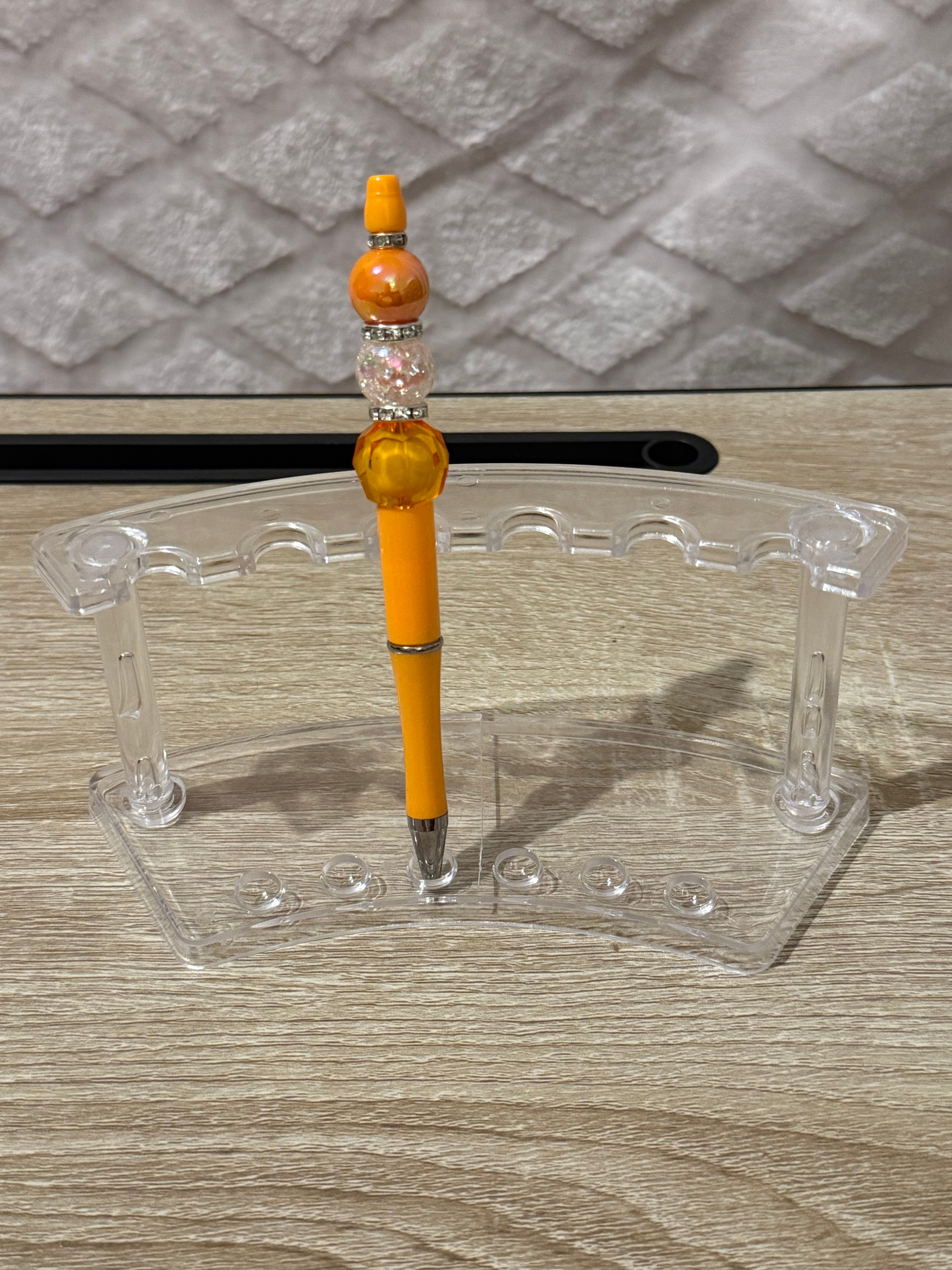 Orange “Trio Bead” Beaded Pen