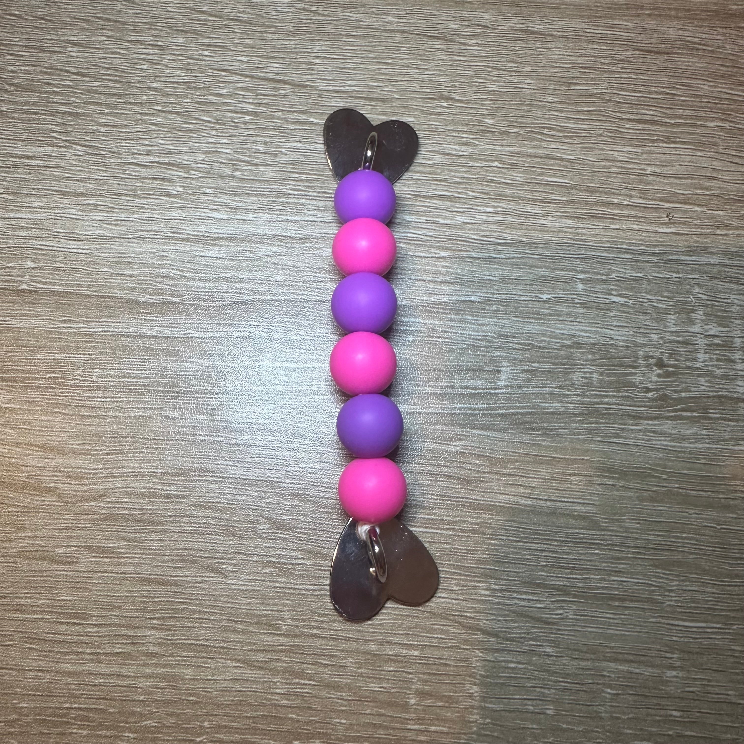 Pink & Purple Beaded Self Adhesive Phone Strap
