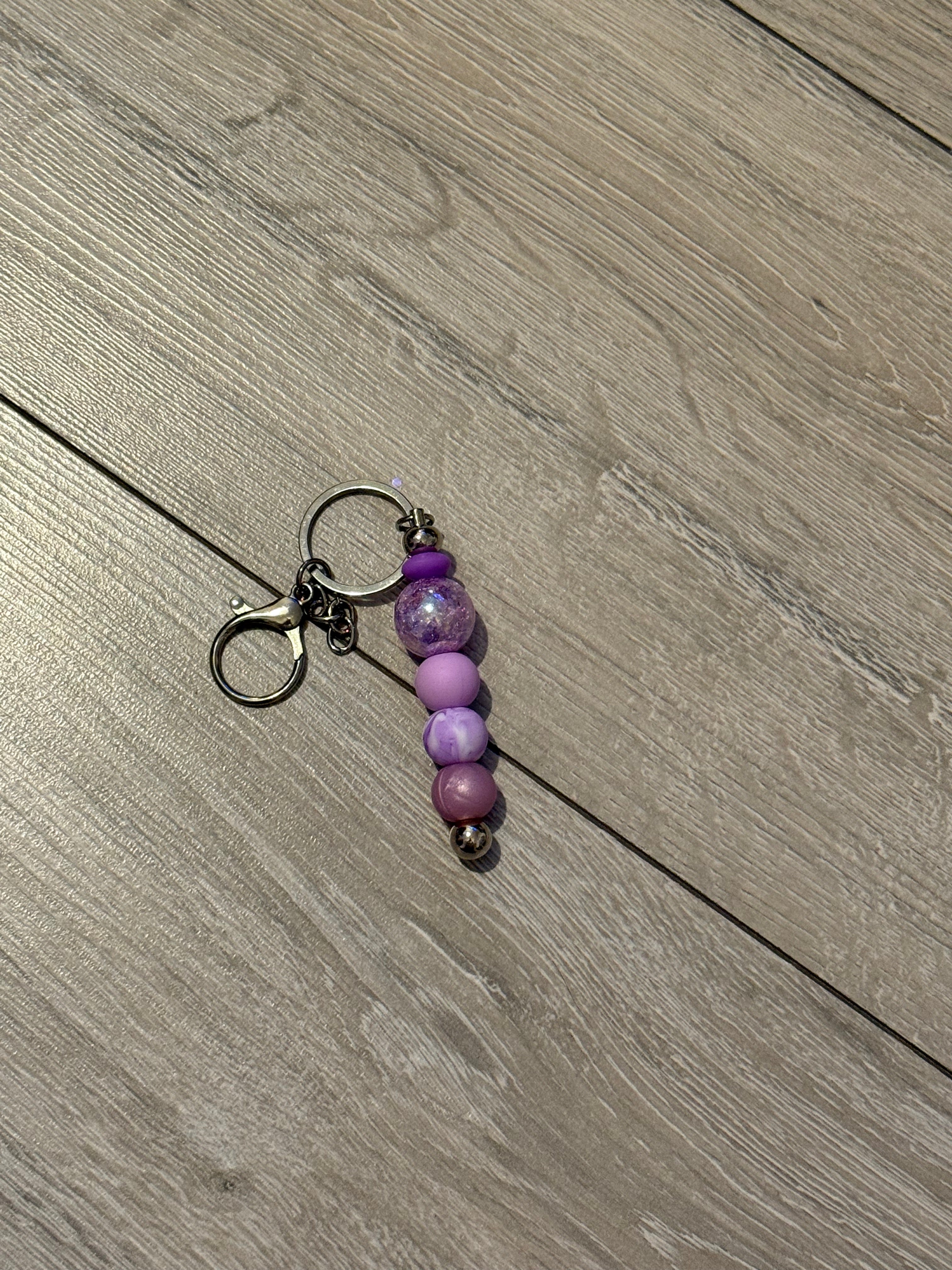 Purple Beaded Keyring