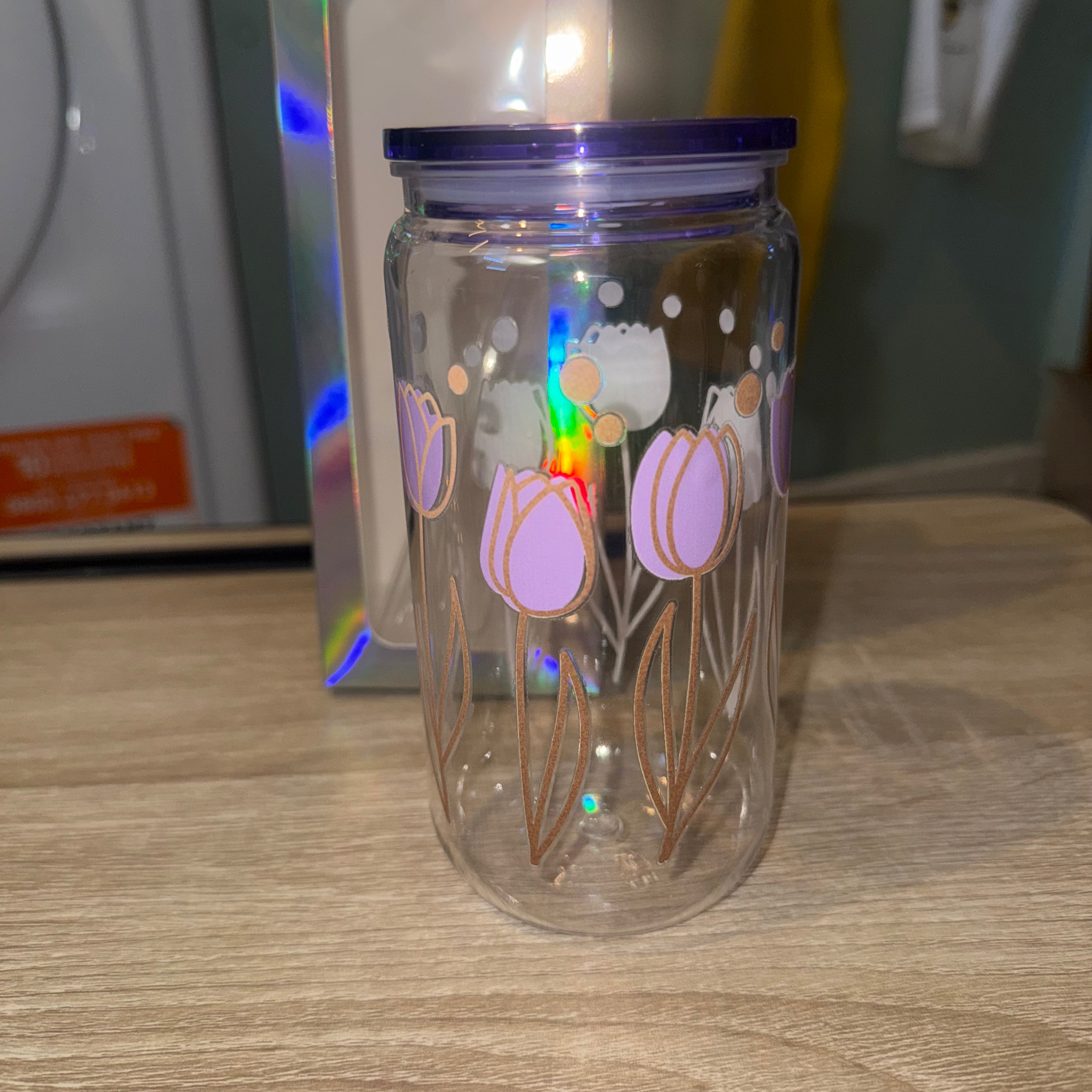 16oz “Purple Tulip”  Plastic Libbey Cup