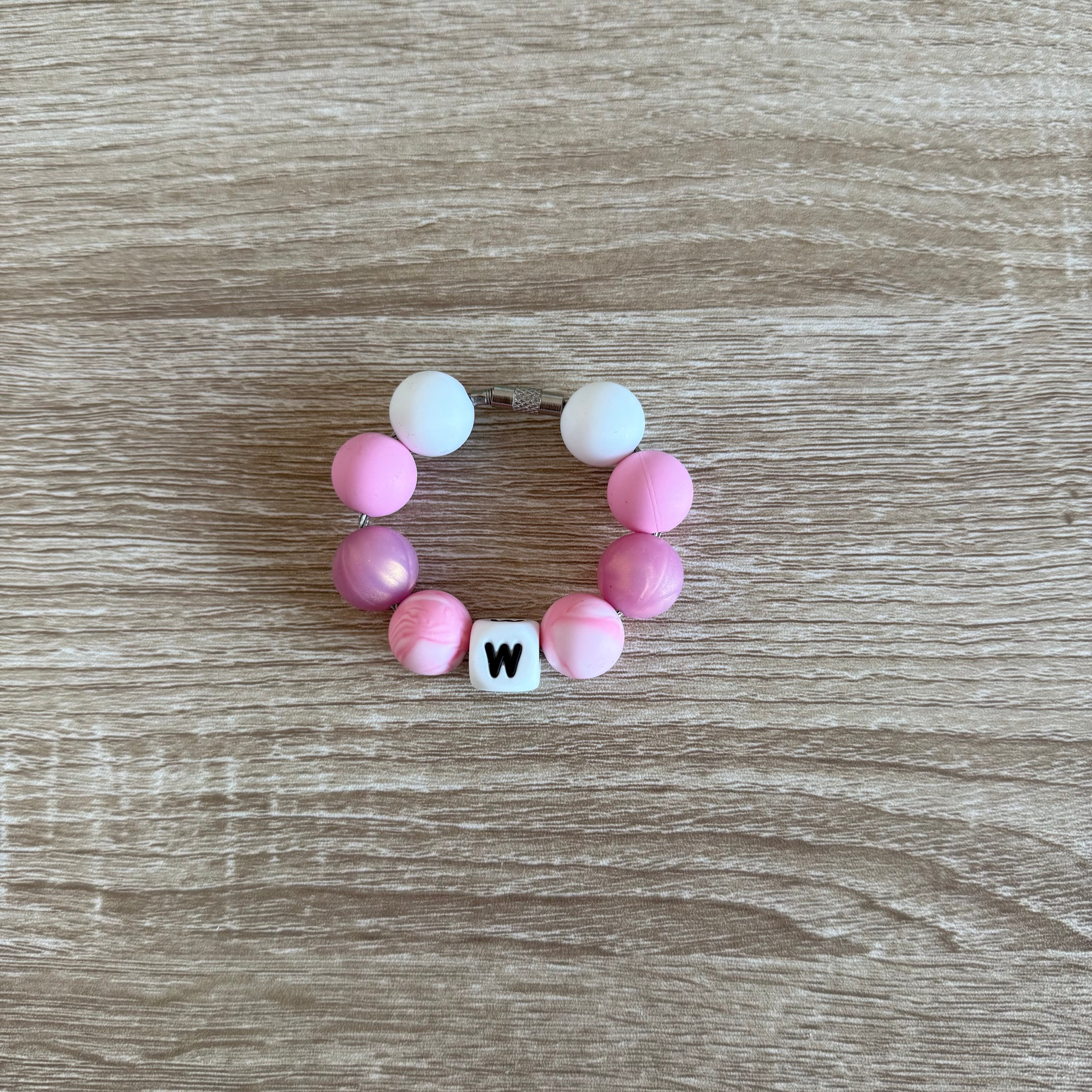 Pink & White “W” Cup Charm