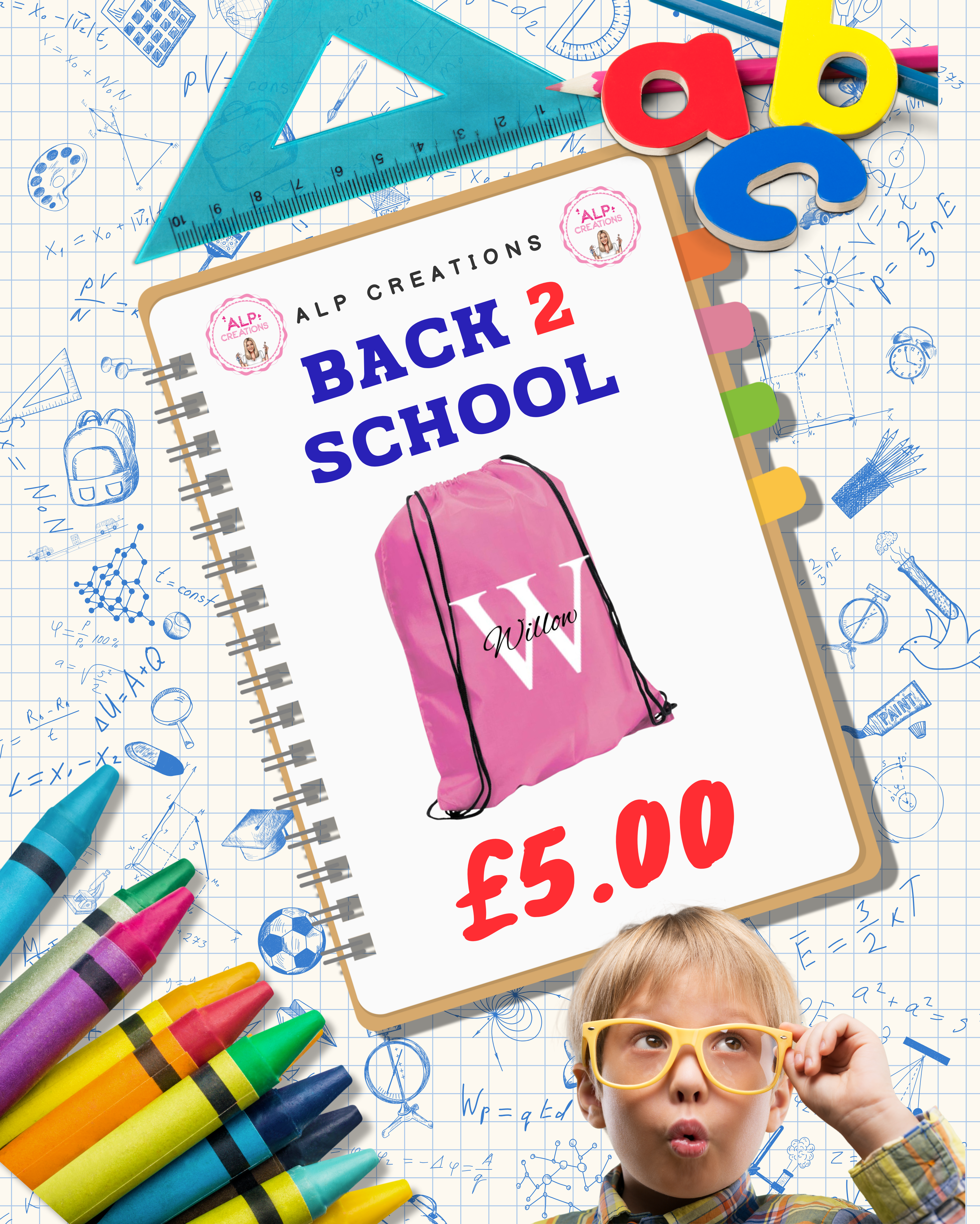 Back 2 Skool - Personalised Draw String Bags
