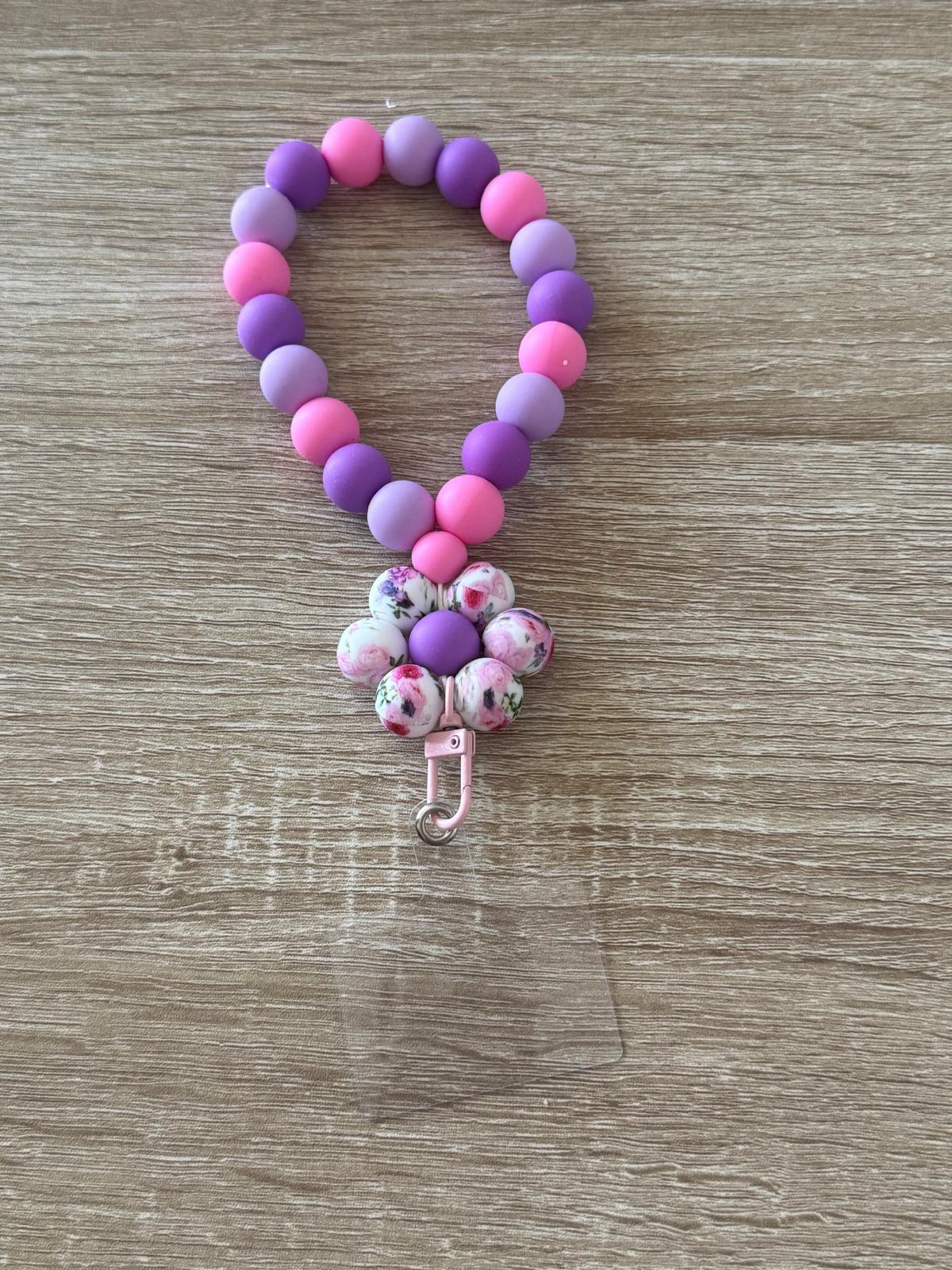 Beaded Flower Phone Wristlet