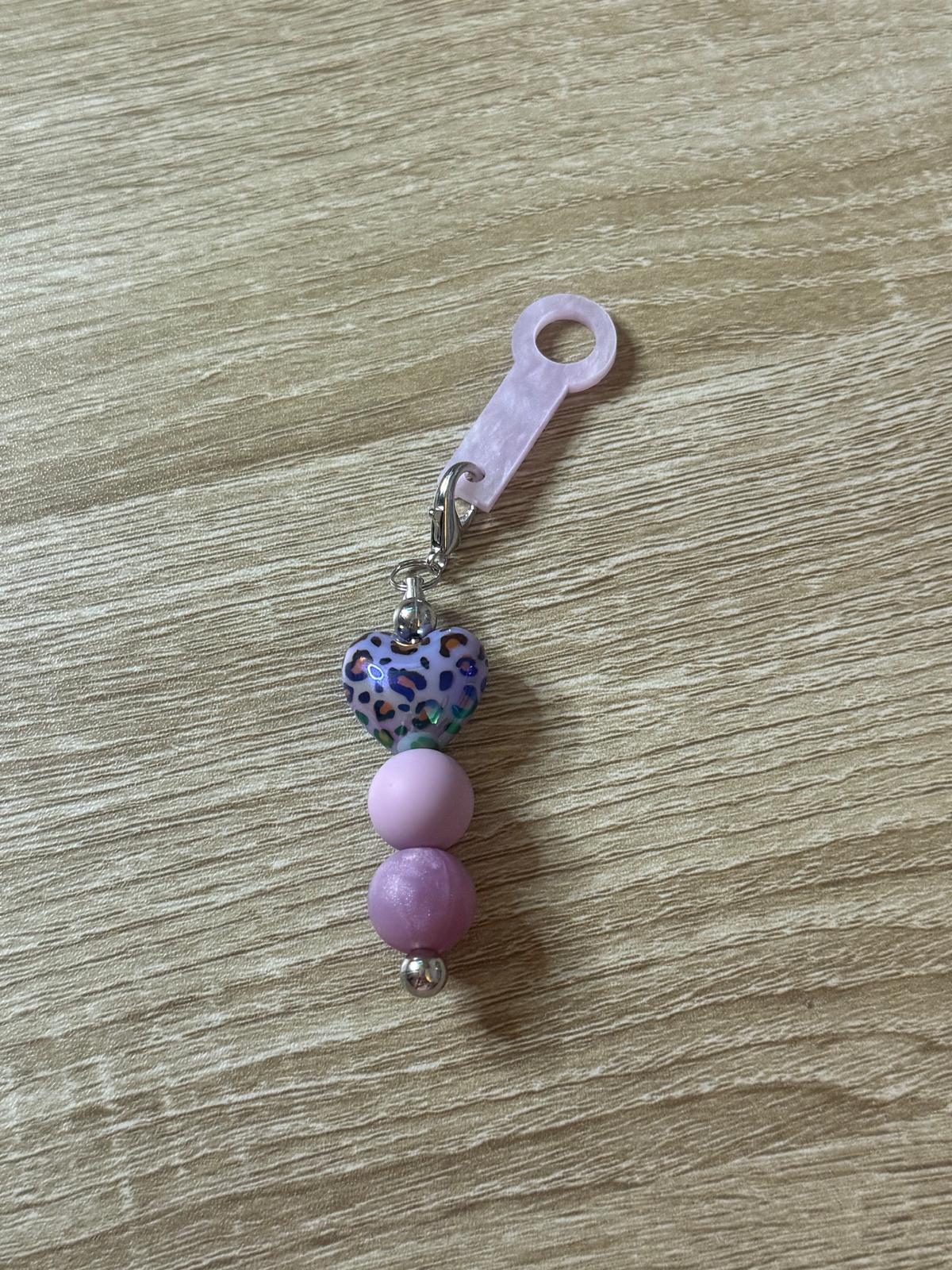 Leopard Print Heart Straw Charm