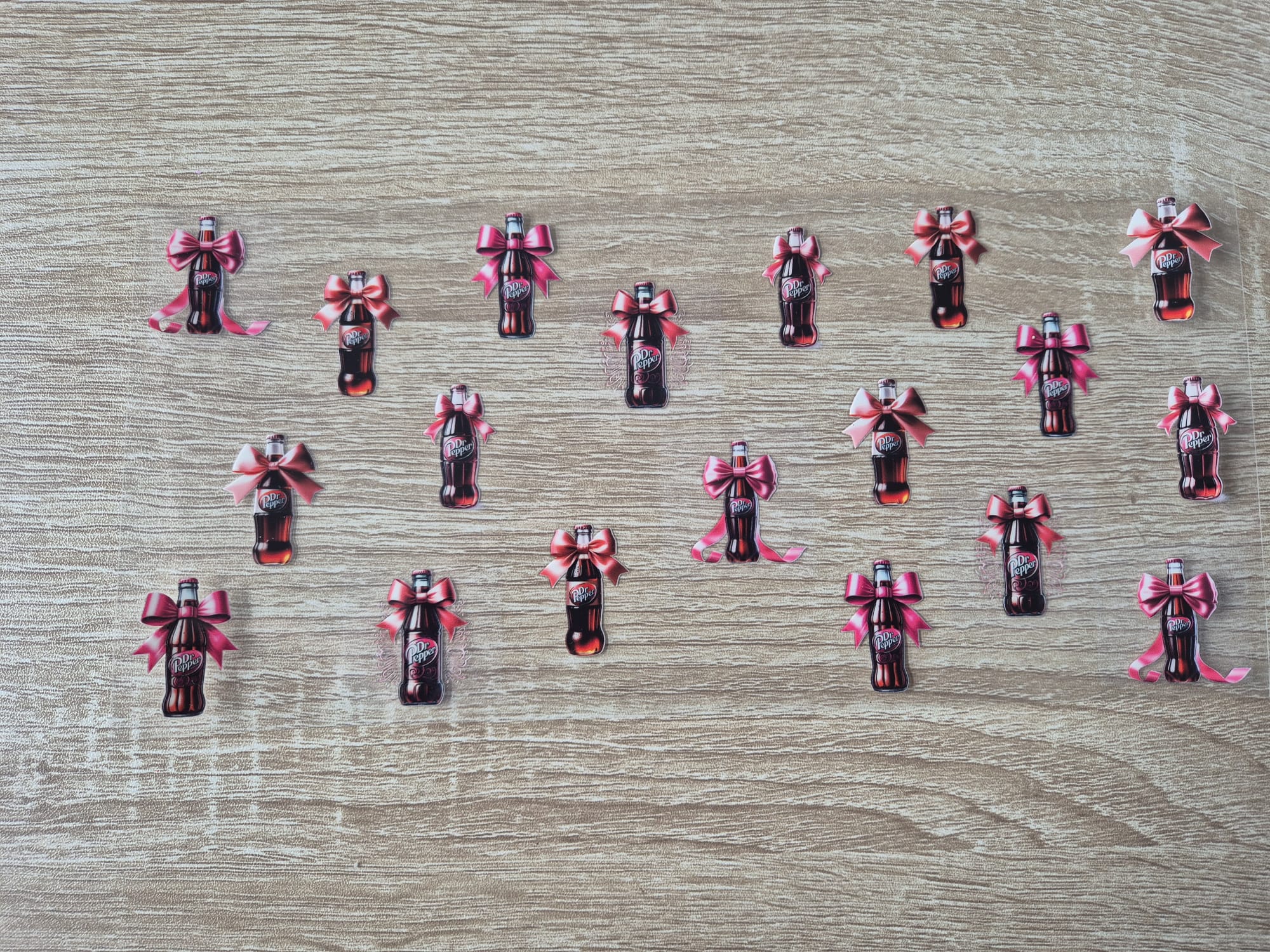 Mini Doctor Pepper Bottles with Pink Bows