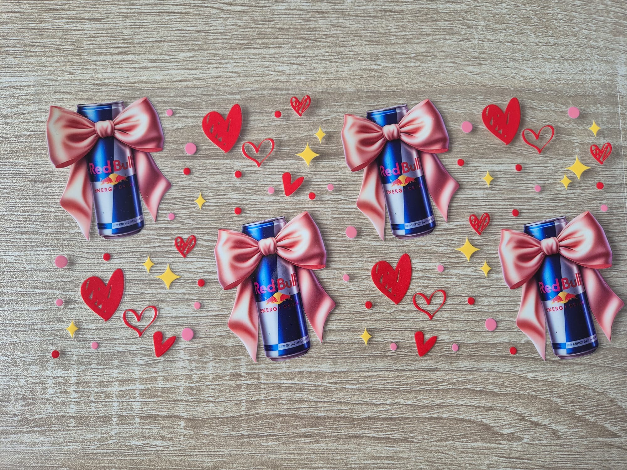 Red Bull Cans with Pink Bows