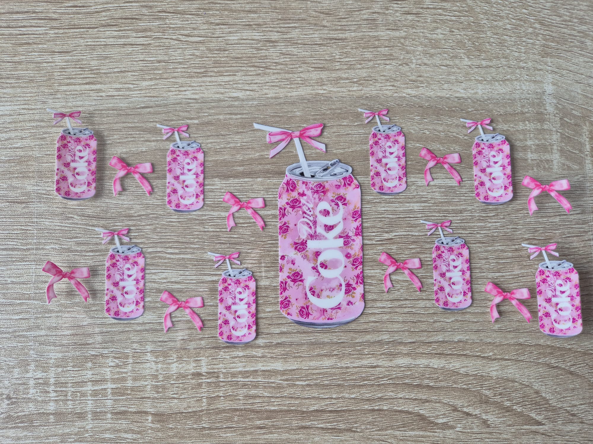 Pink Floral Diet Coke Cans with Pink Bows