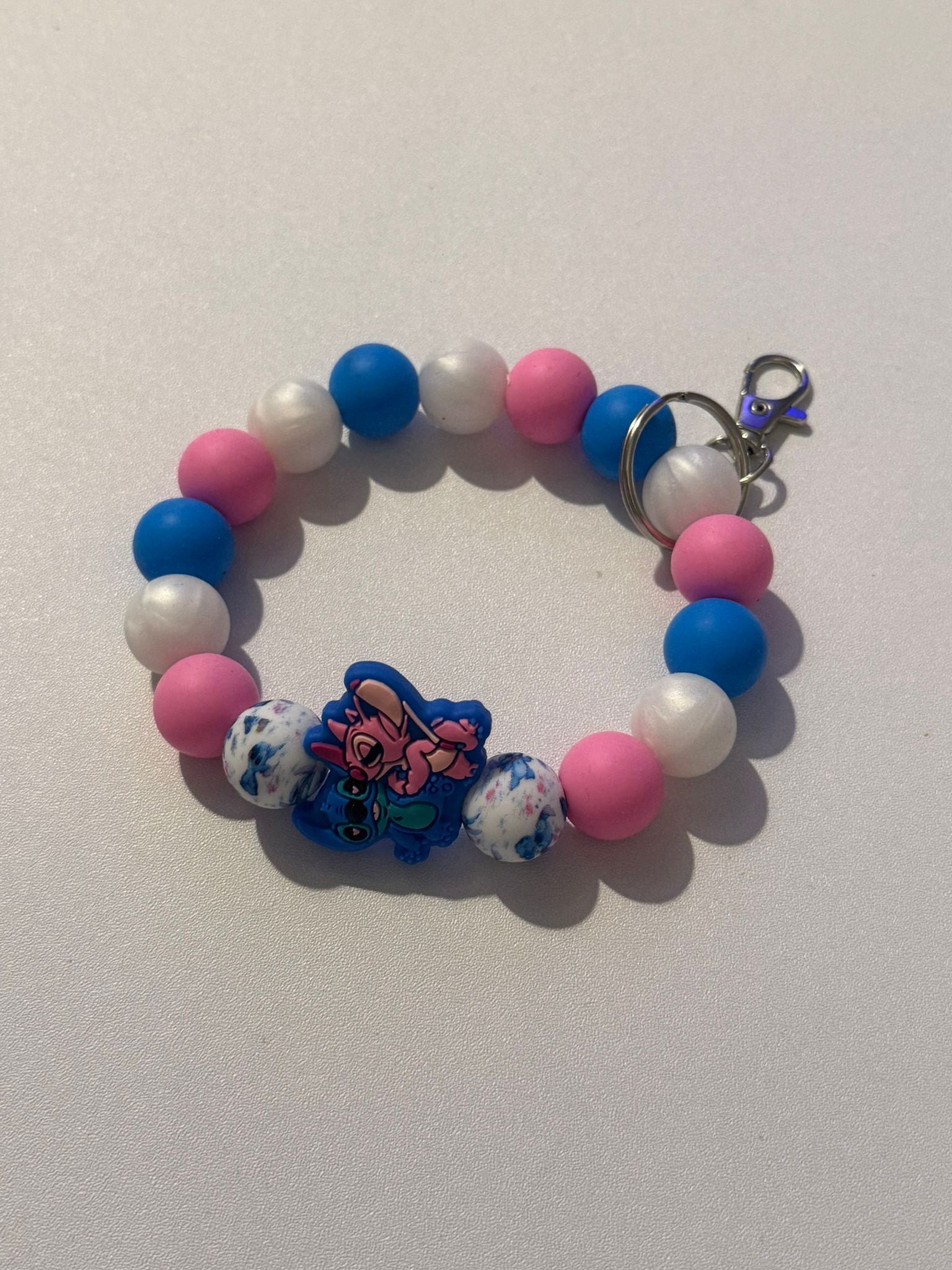 Beaded Key Wristlet with Nurse Stitch Focal