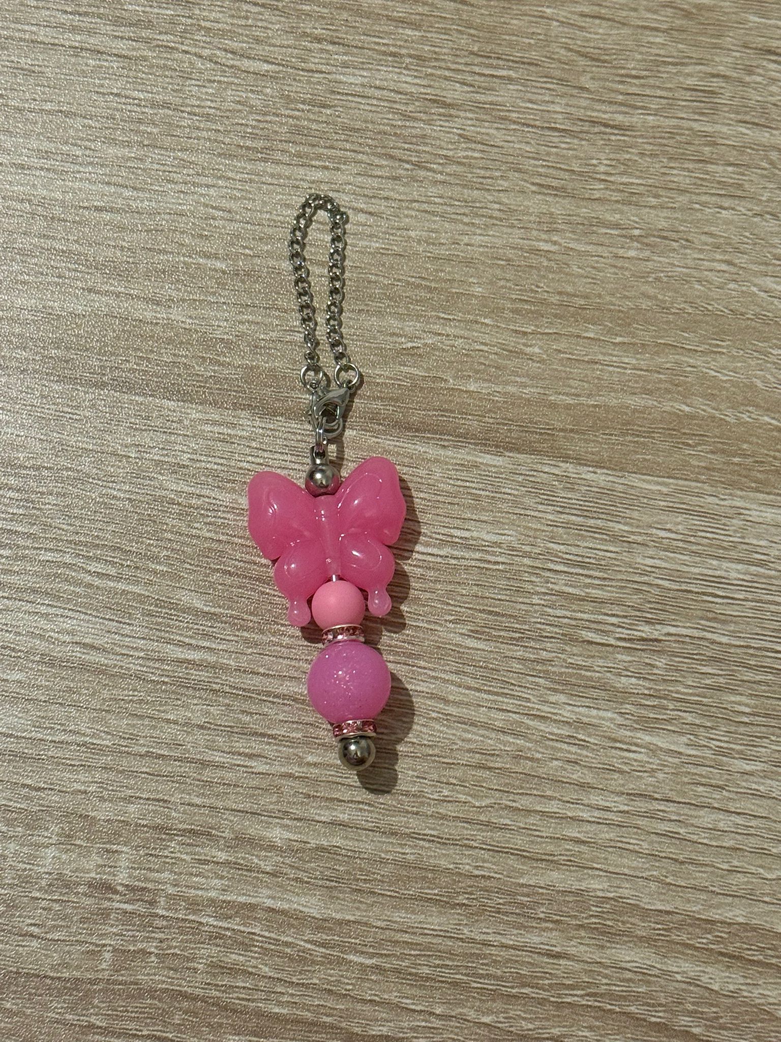 Pink Butterfly Bag Charm