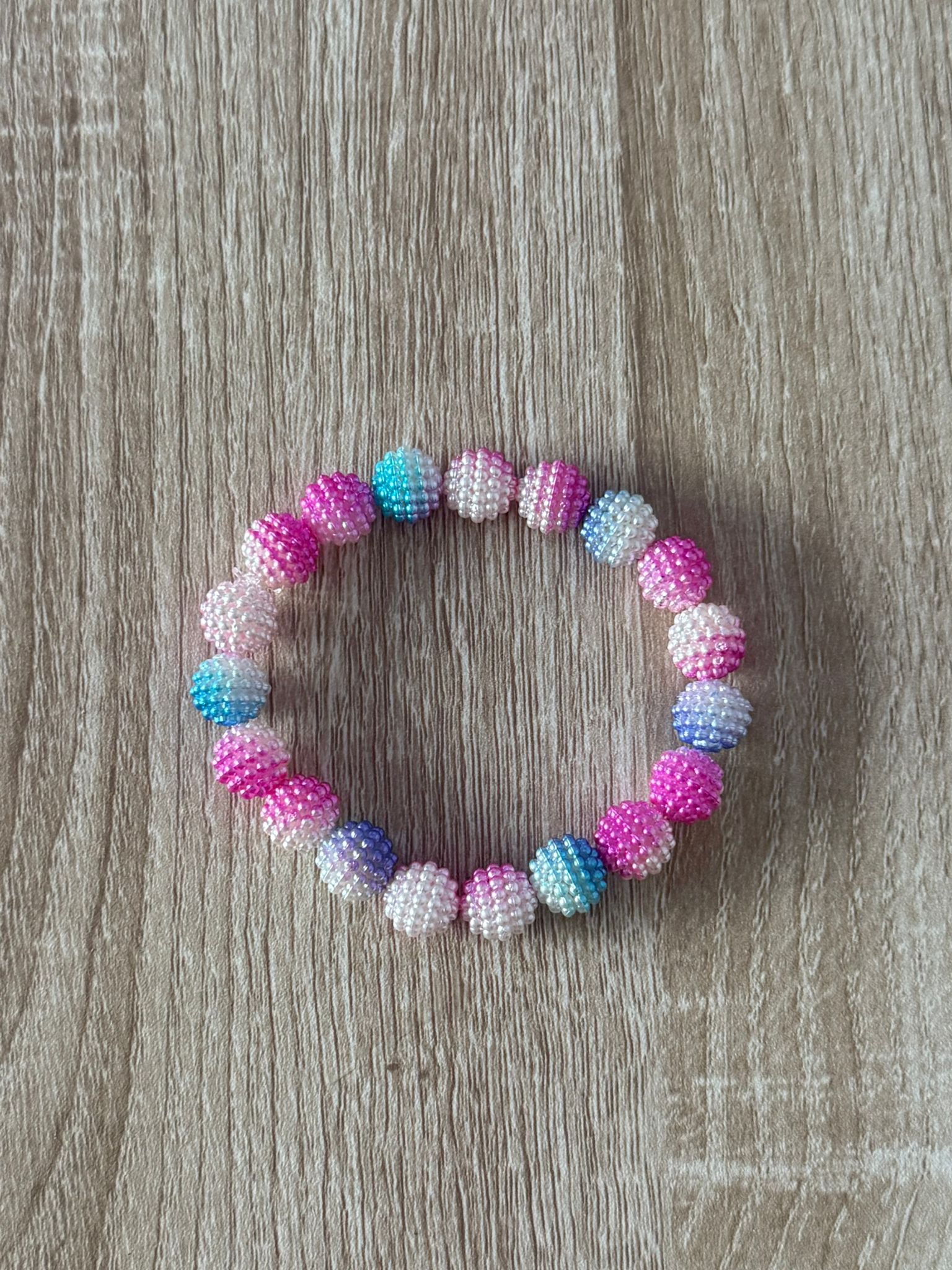 Blue and Pink Bayberry Beaded Bracelet (Extra Large - 18cm)