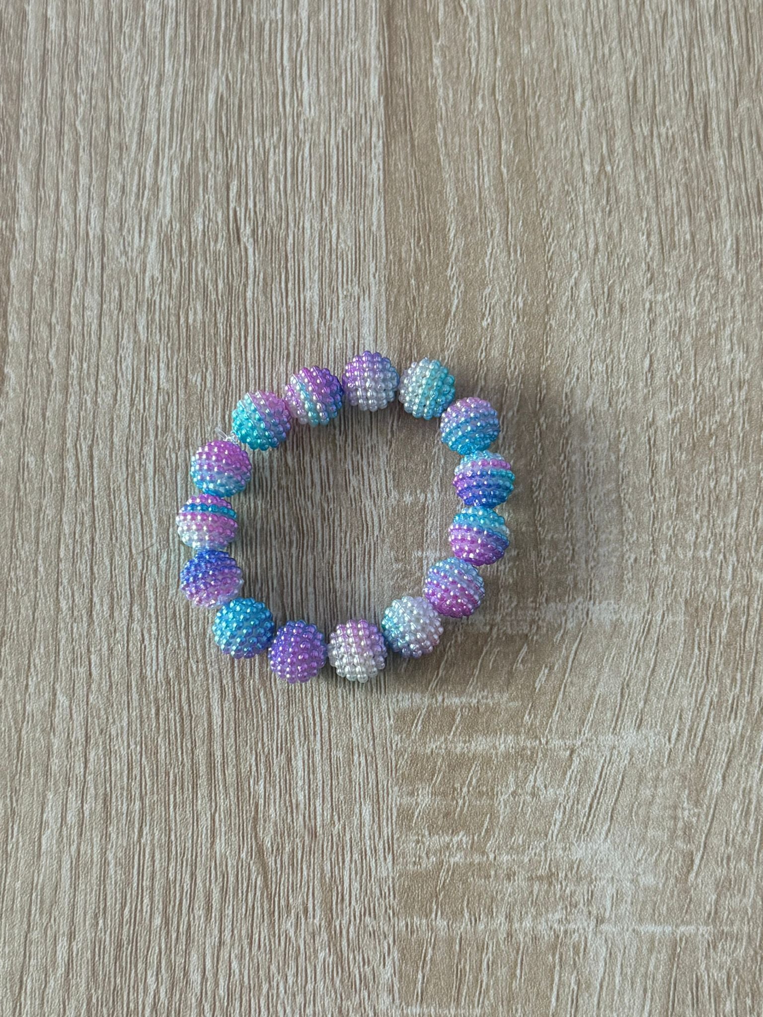 Blue and Purple Bayberry Beaded Bracelet (Medium - 16cm)