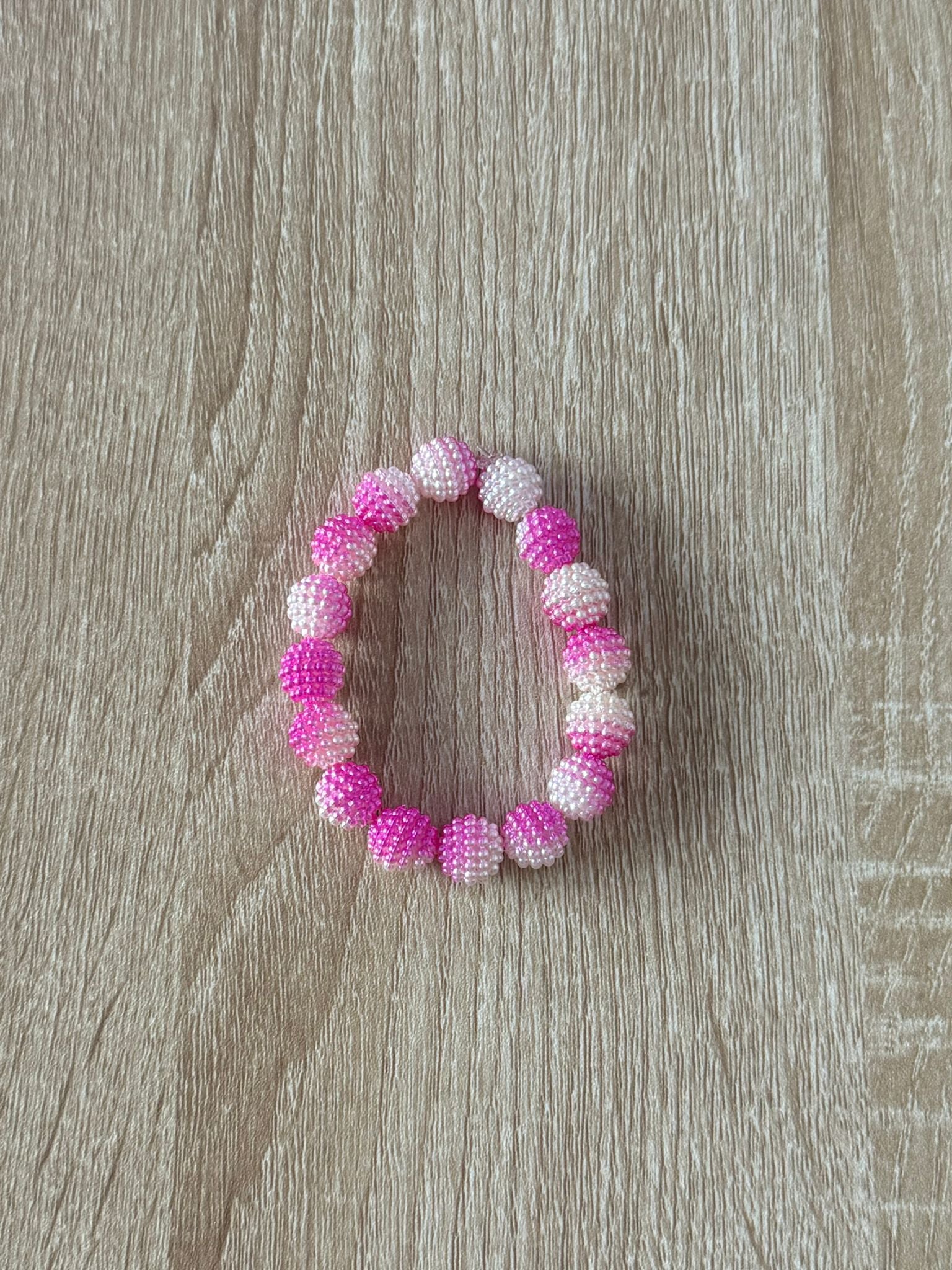 Pink and White Bayberry Beaded Bracelet (Small - 15cm)