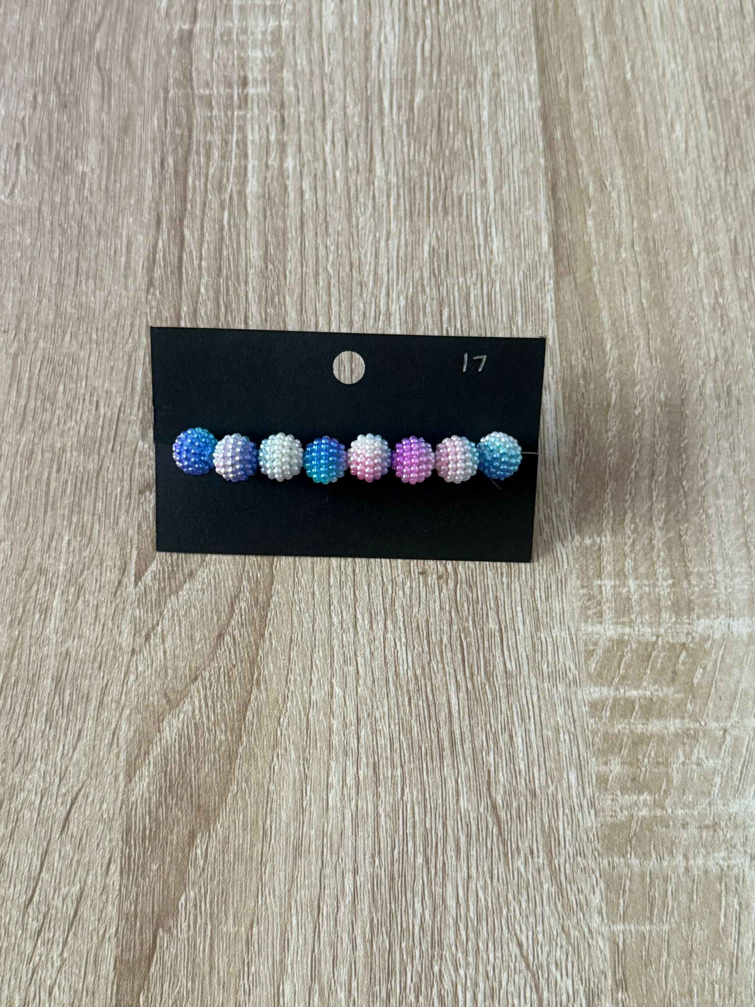 Blue and Pink Bayberry Beaded Bracelet (Large - 17cm)