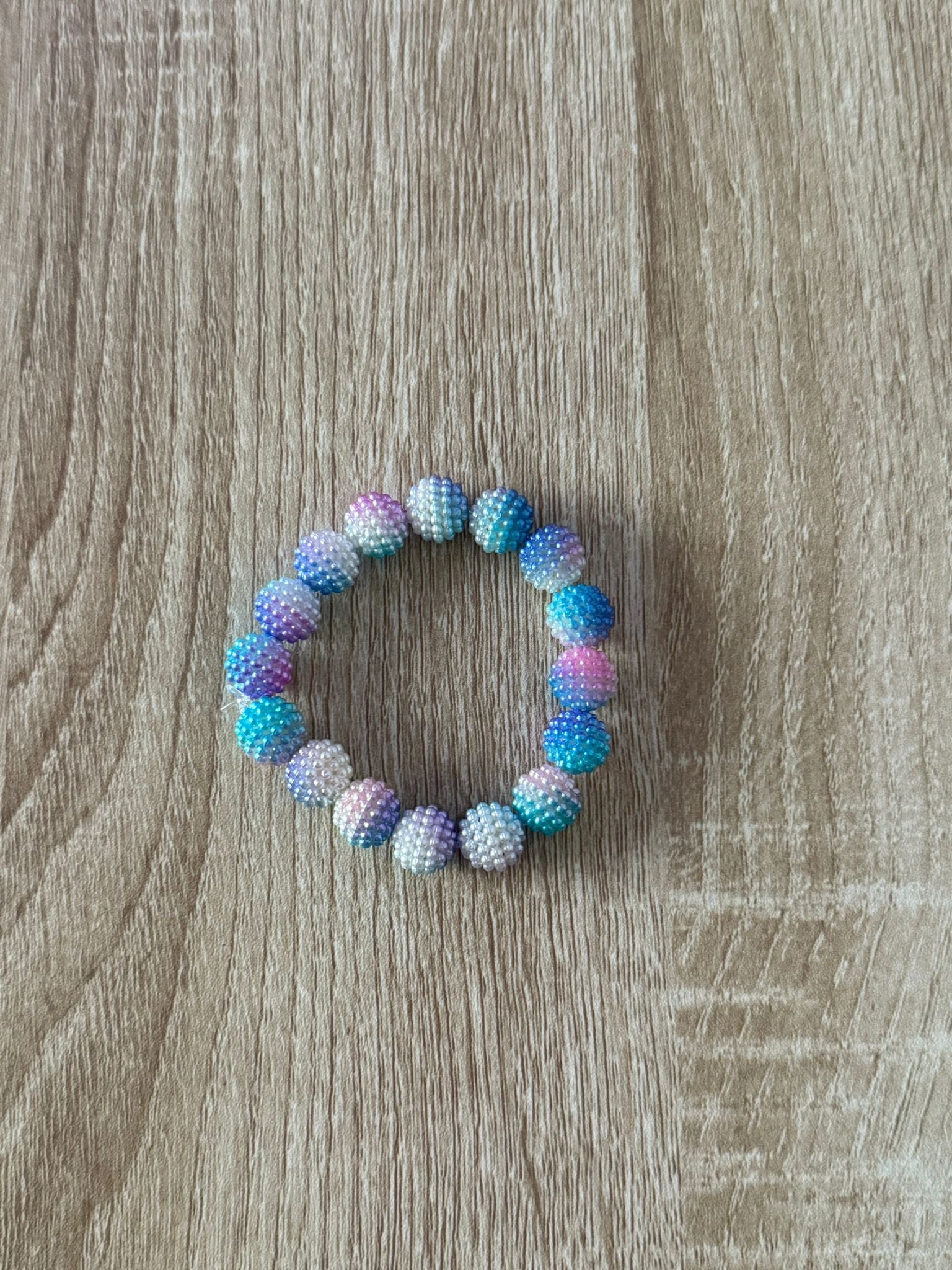 Blue and Pink Bayberry Beaded Bracelet (Large - 17cm)