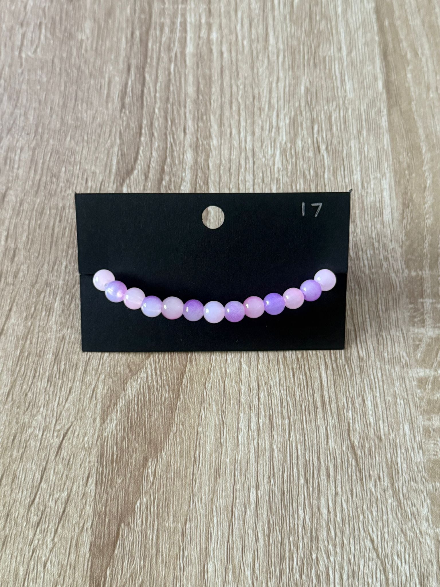 Purple Small Beaded Bracelet (Large - 17cm)