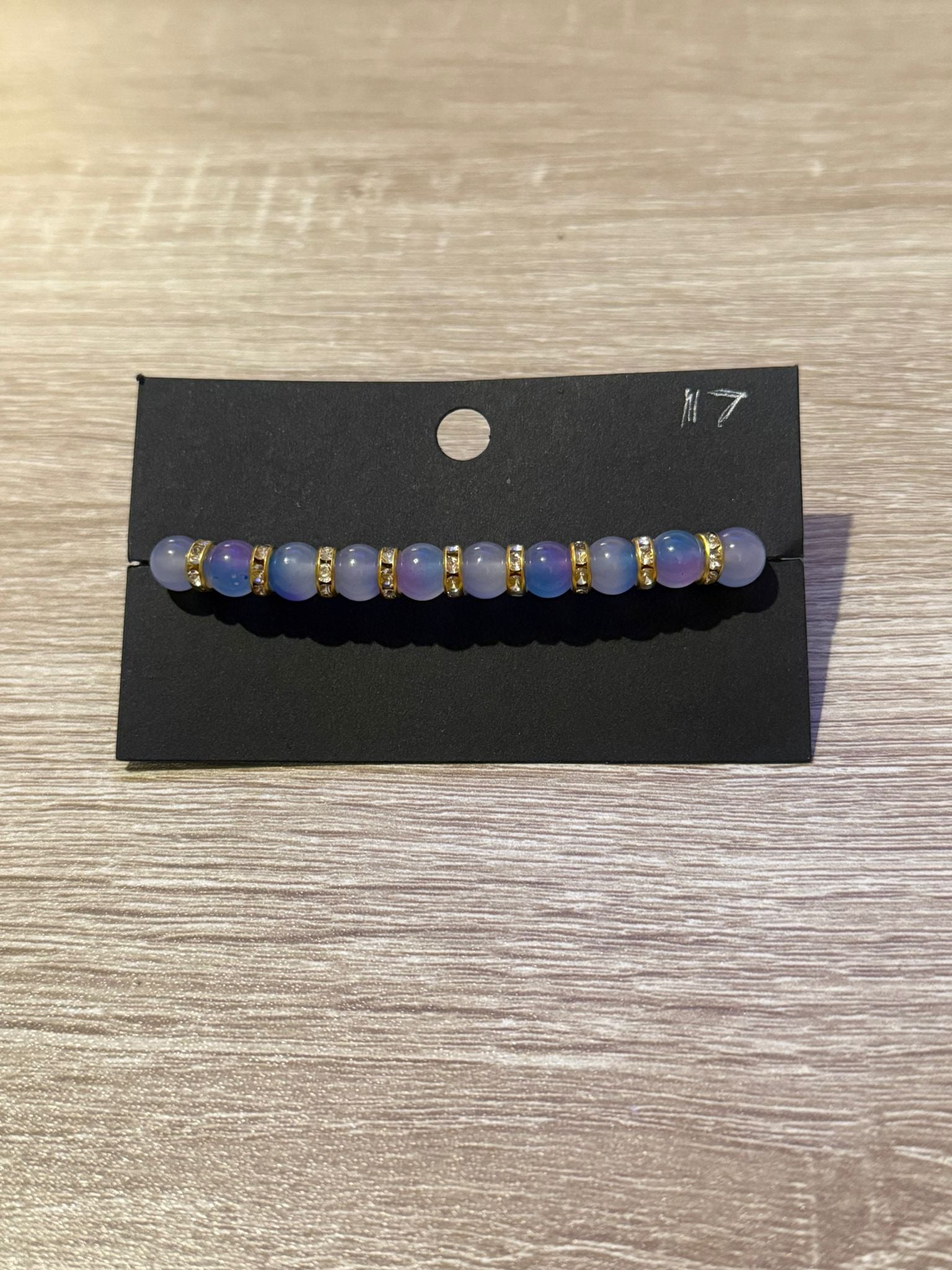 Blue & Purple with Gold Spacers Beaded Bracelet (Large - 17cm)