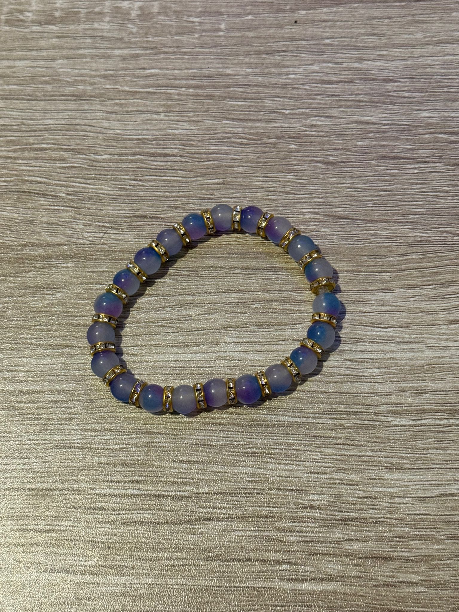 Blue & Purple with Gold Spacers Beaded Bracelet (Large - 17cm)
