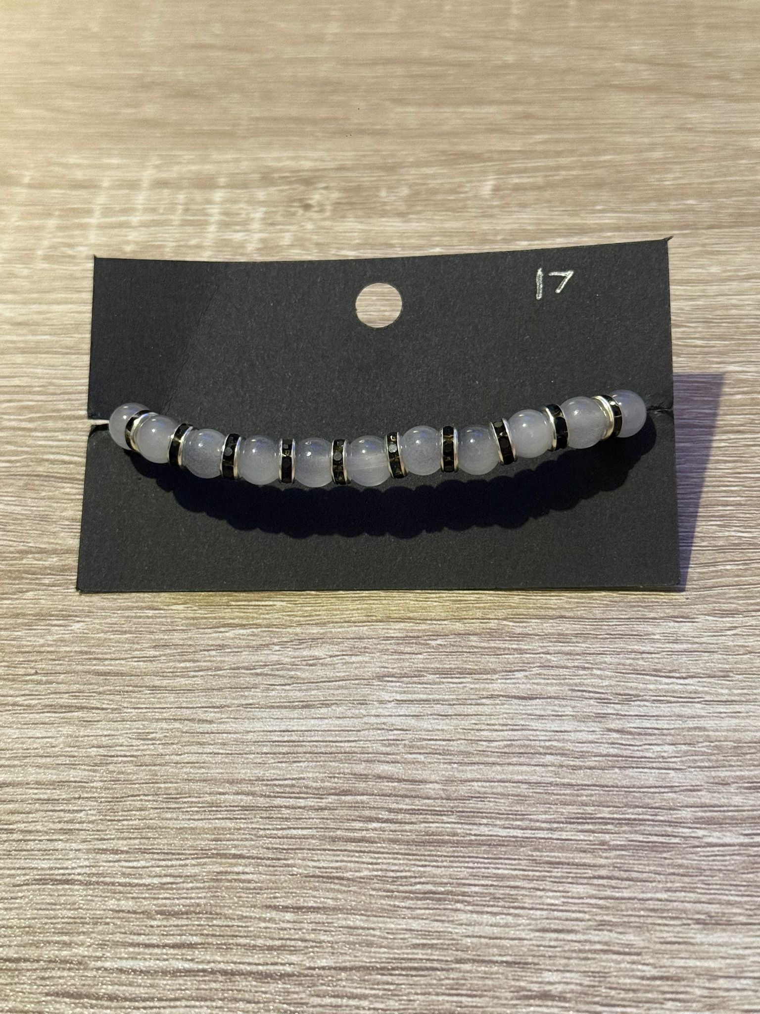 Clear with Gold Spacers Small Beaded Bracelet (Large - 17cm)