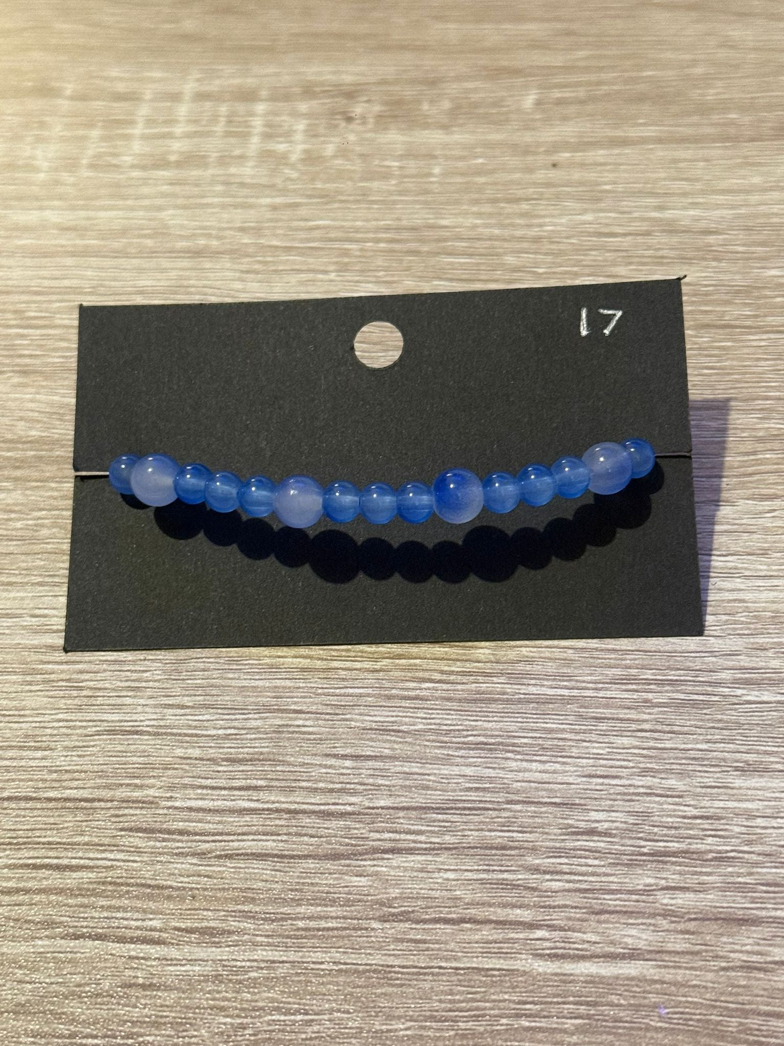 Blue Small Beaded Bracelet (Large - 17cm)