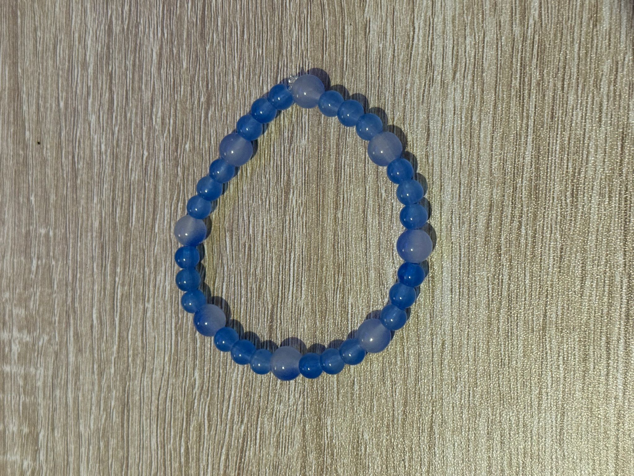 Blue Small Beaded Bracelet (Large - 17cm)