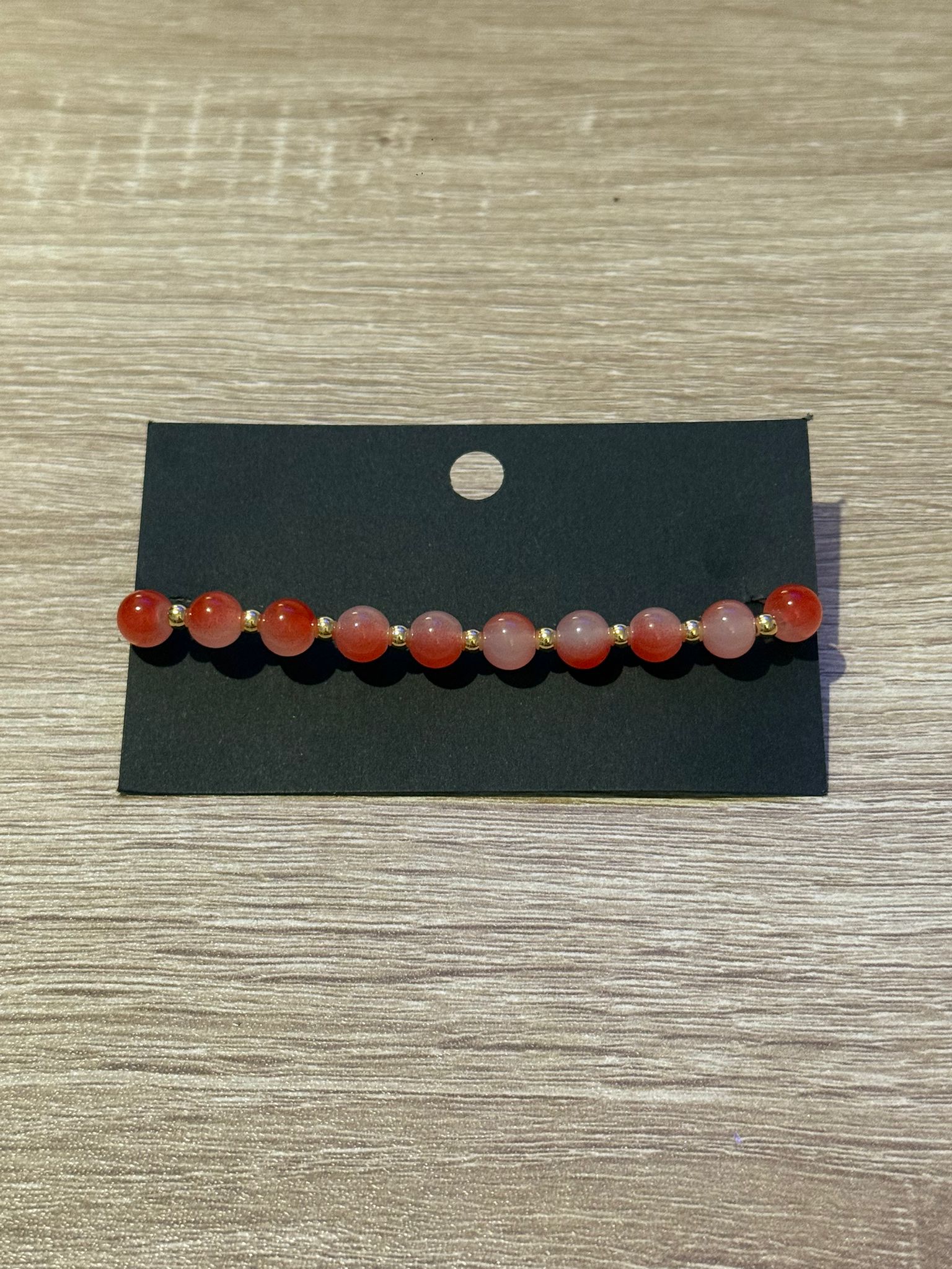 Red Small Beaded Bracelet (Large - 17cm)