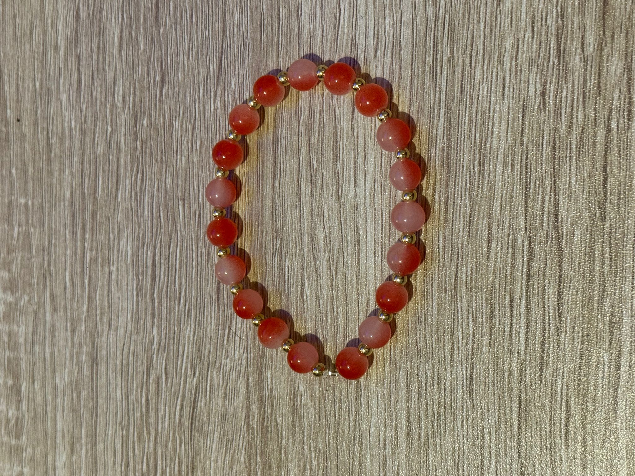 Red Small Beaded Bracelet (Large - 17cm)