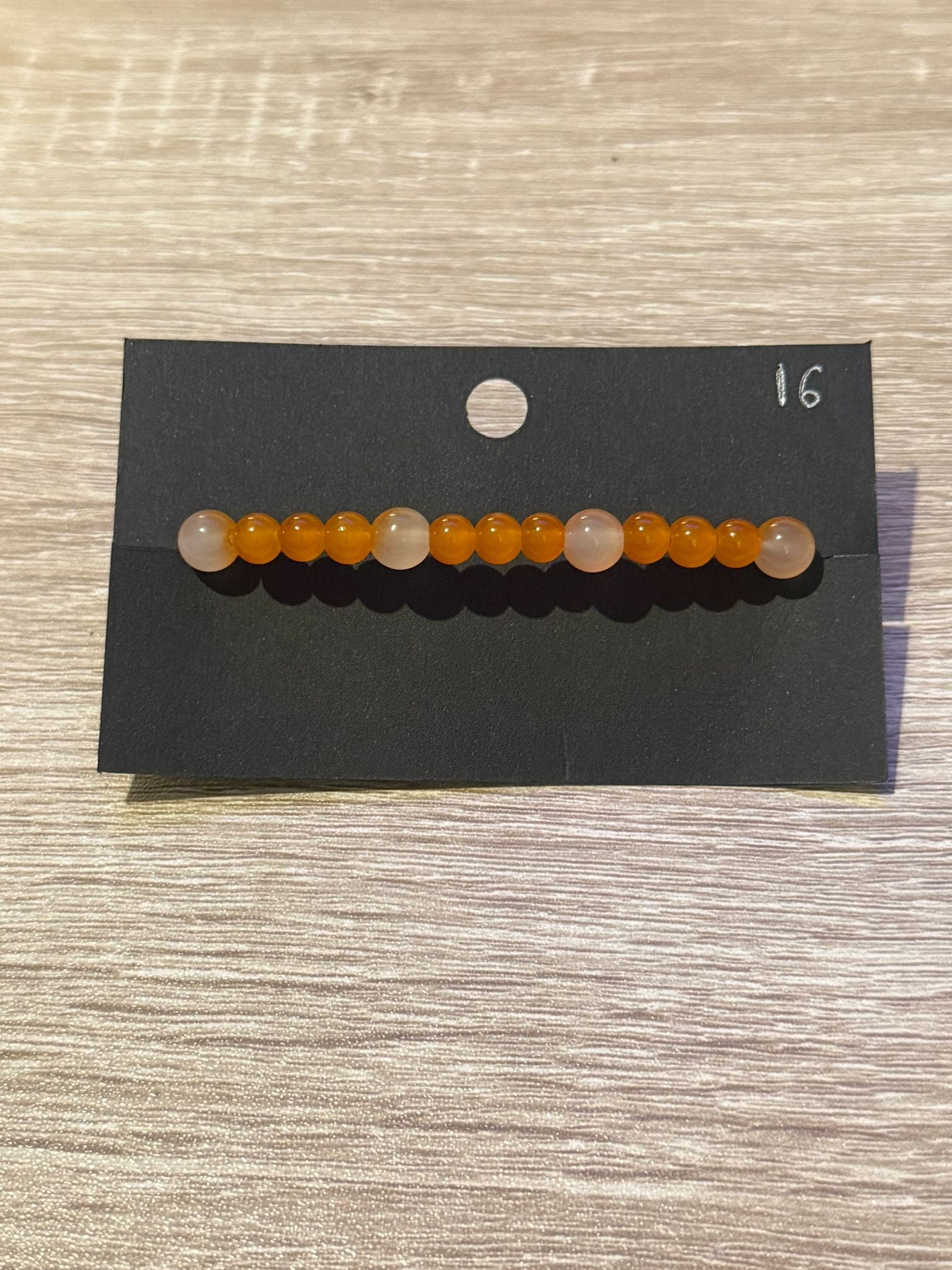 Small Orange Beaded Bracelet (Medium - 16cm)