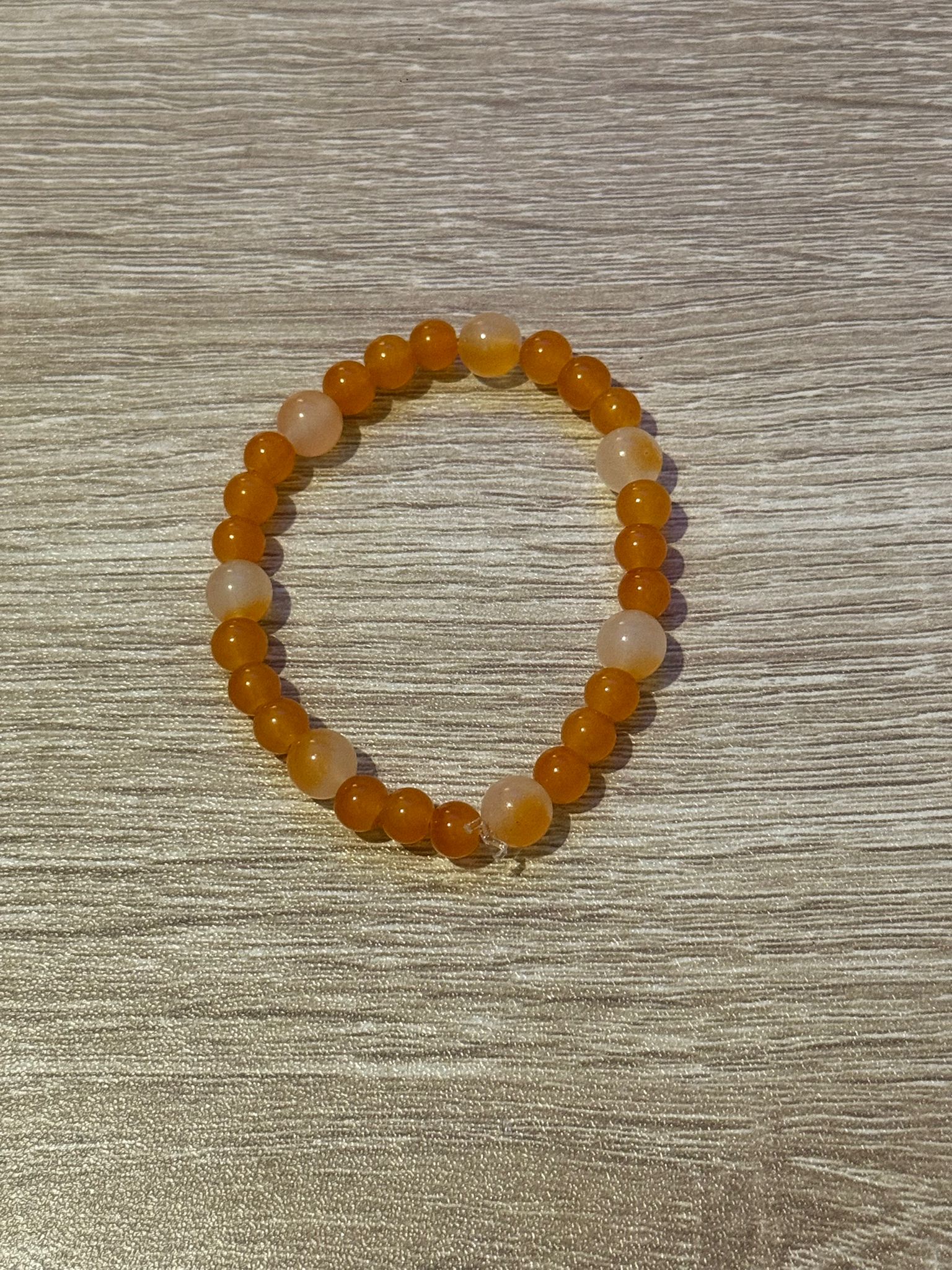 Small Orange Beaded Bracelet (Medium - 16cm)