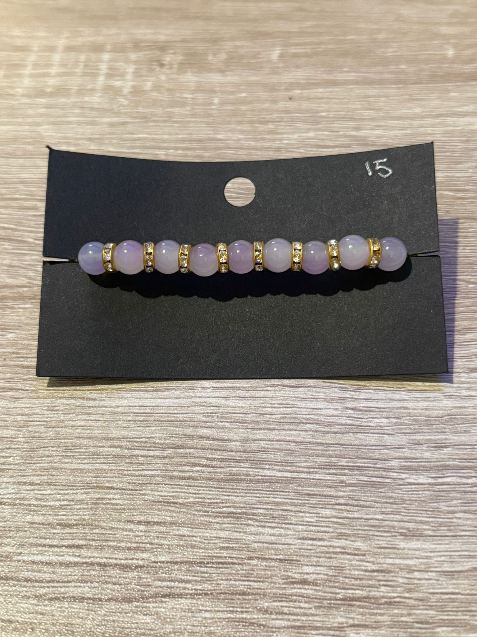 Purple Small Beaded Bracelet with Gold Spacers (Small - 15cm)