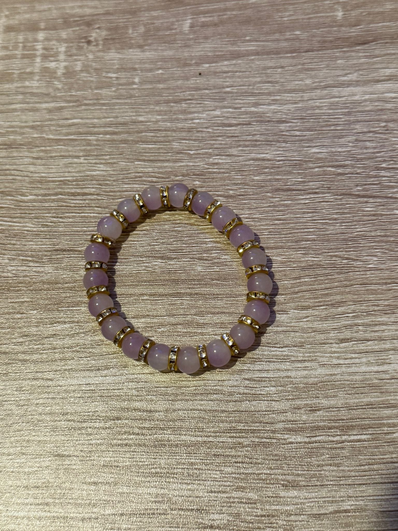 Purple Small Beaded Bracelet with Gold Spacers (Small - 15cm)