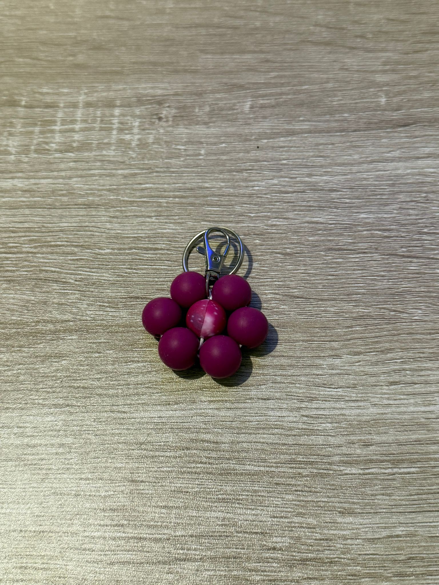 Dark Purple Beaded Flower Keyring